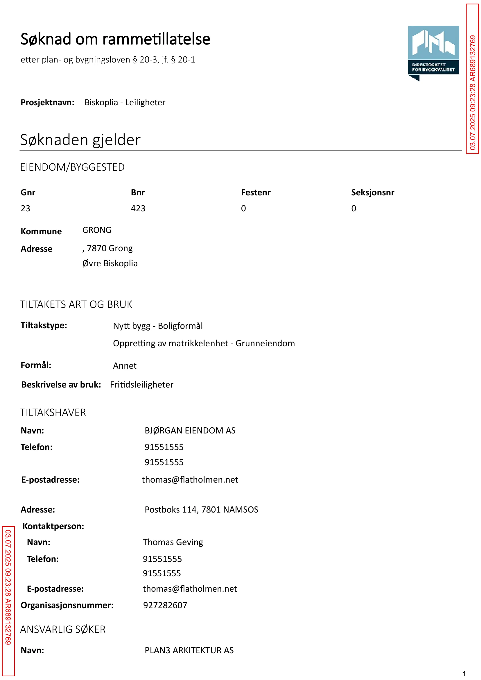 Søknad om rammetillatelse