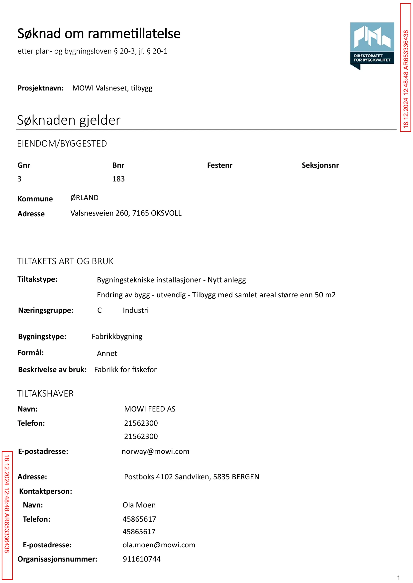 Søknad om rammetillatelse