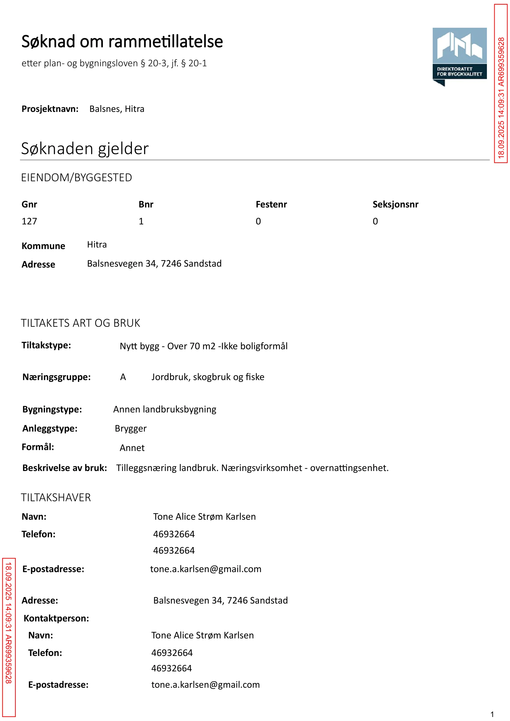 Søknad om rammetillatelse