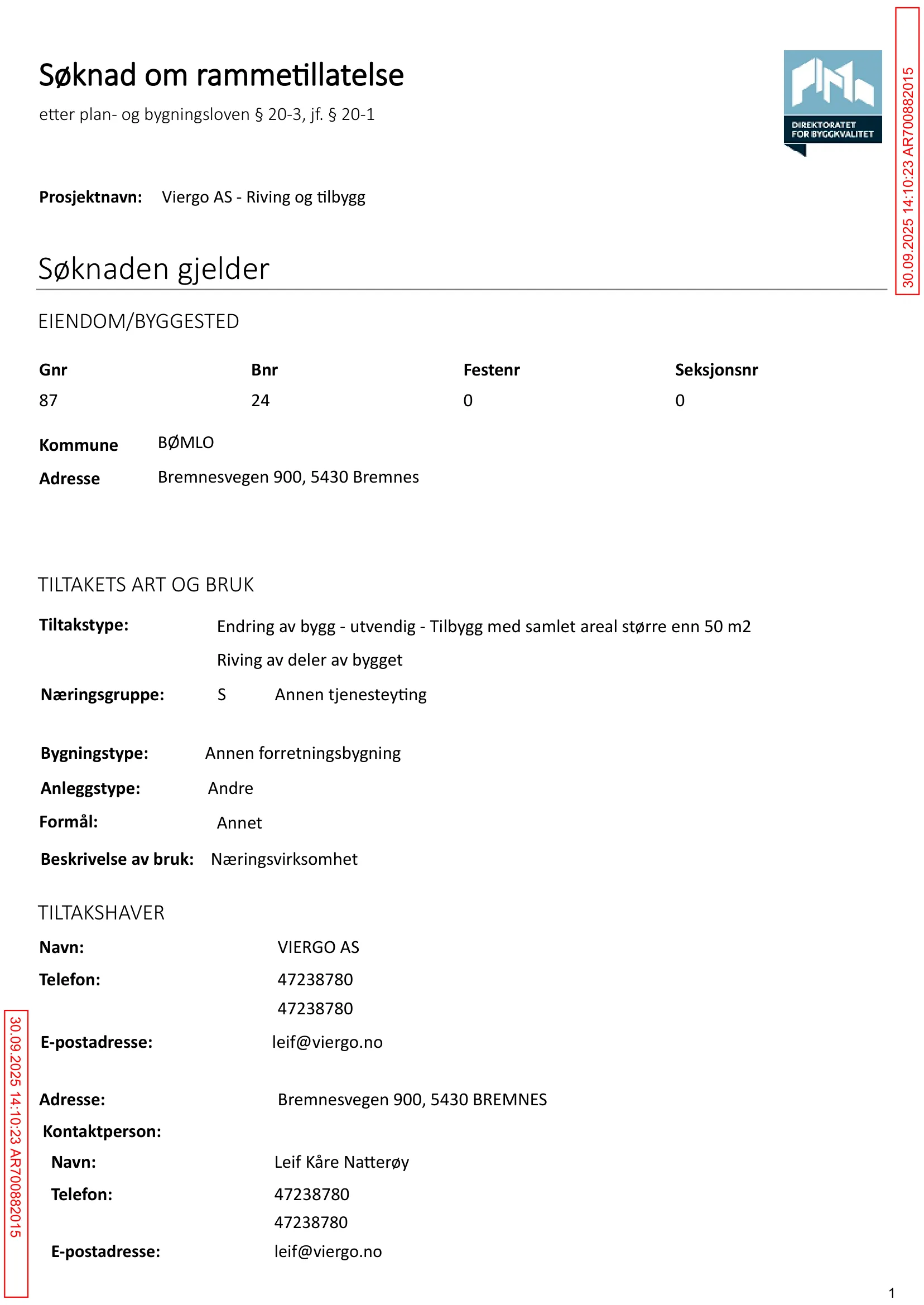 Søknad om rammetillatelse