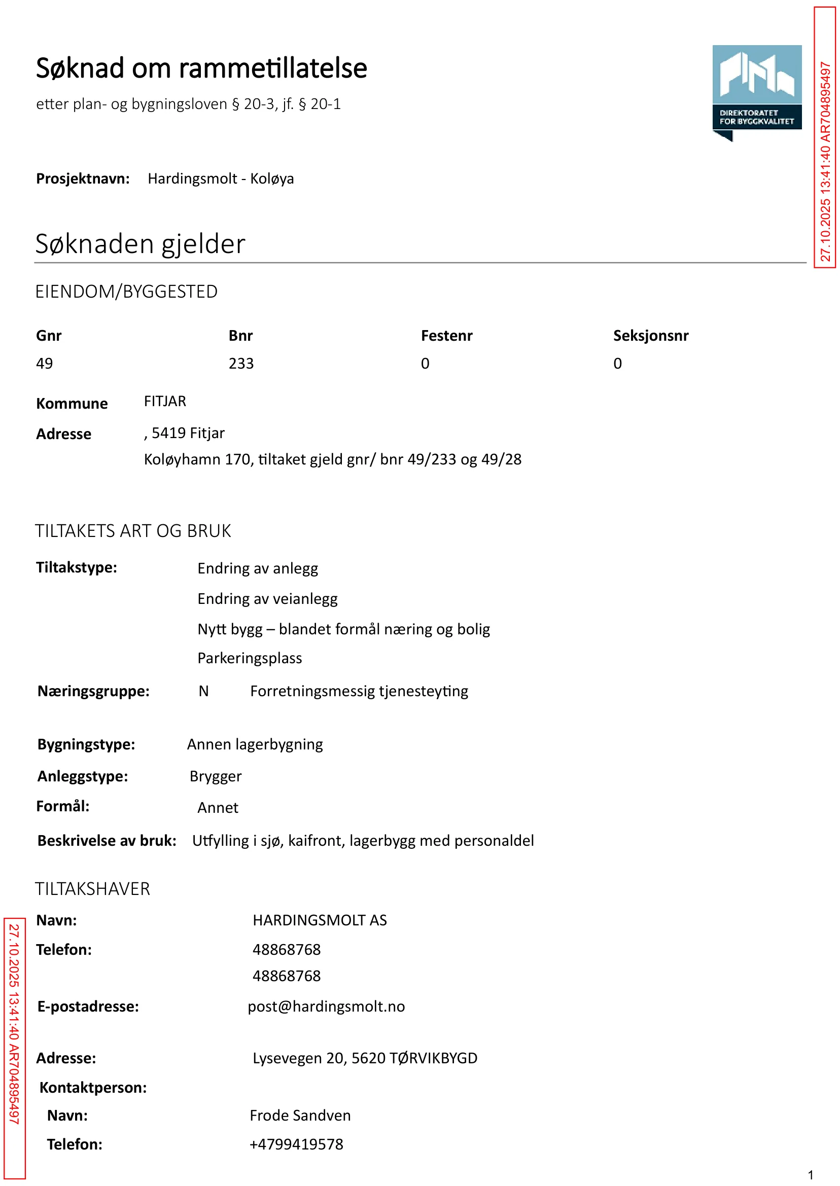 Søknad om rammetillatelse