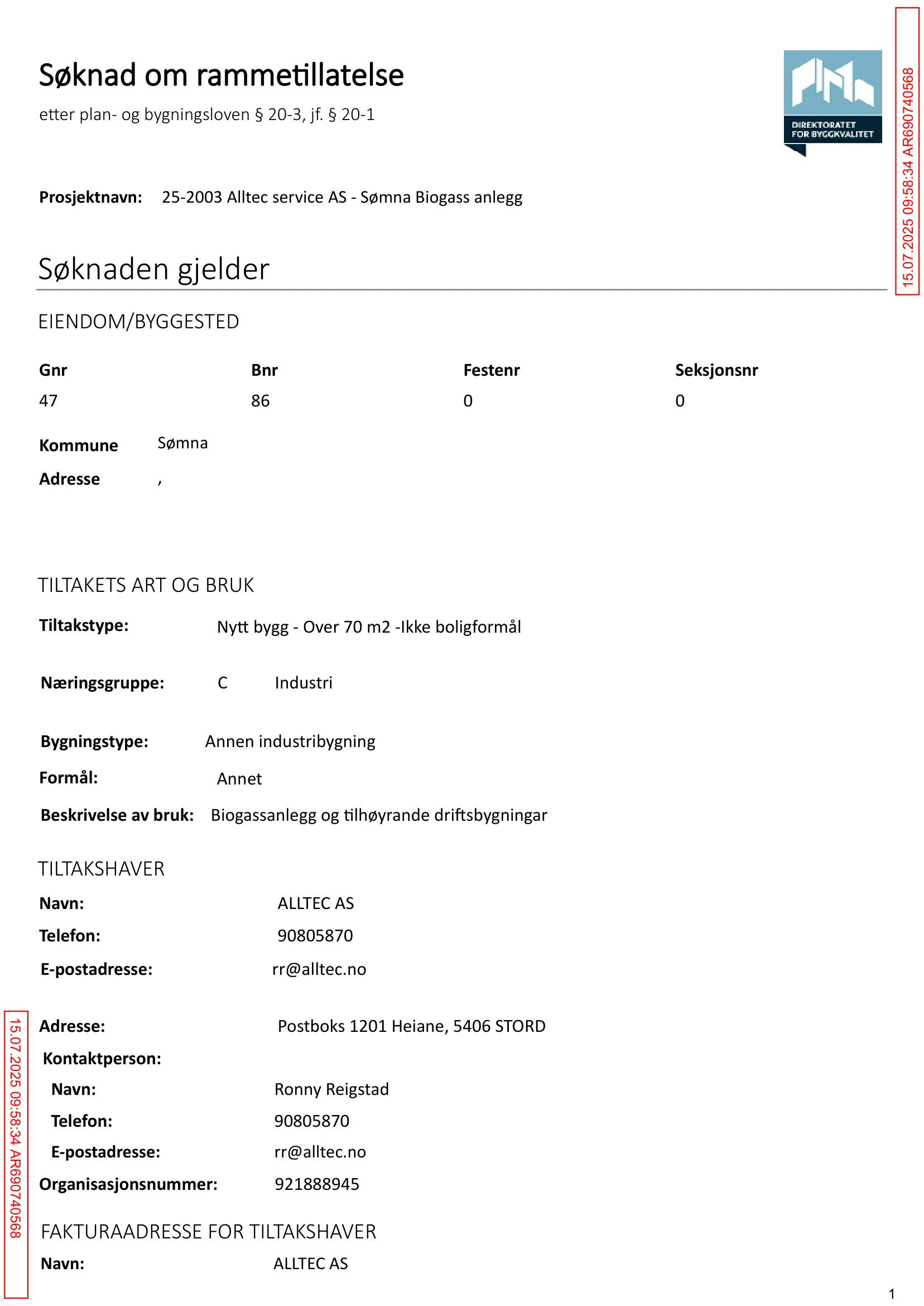 Søknad om rammetillatelse