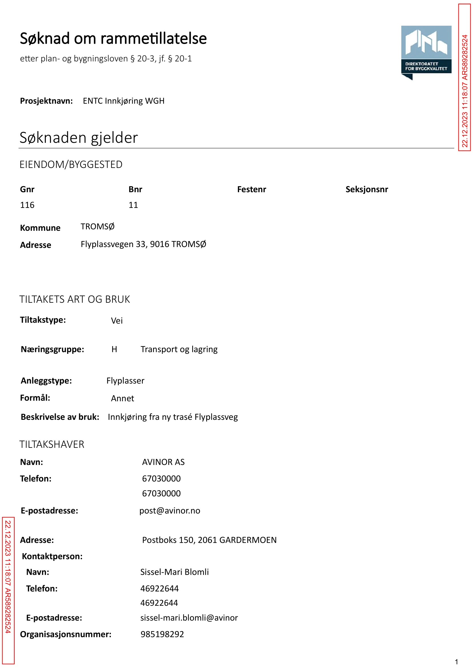 Søknad om rammetillatelse