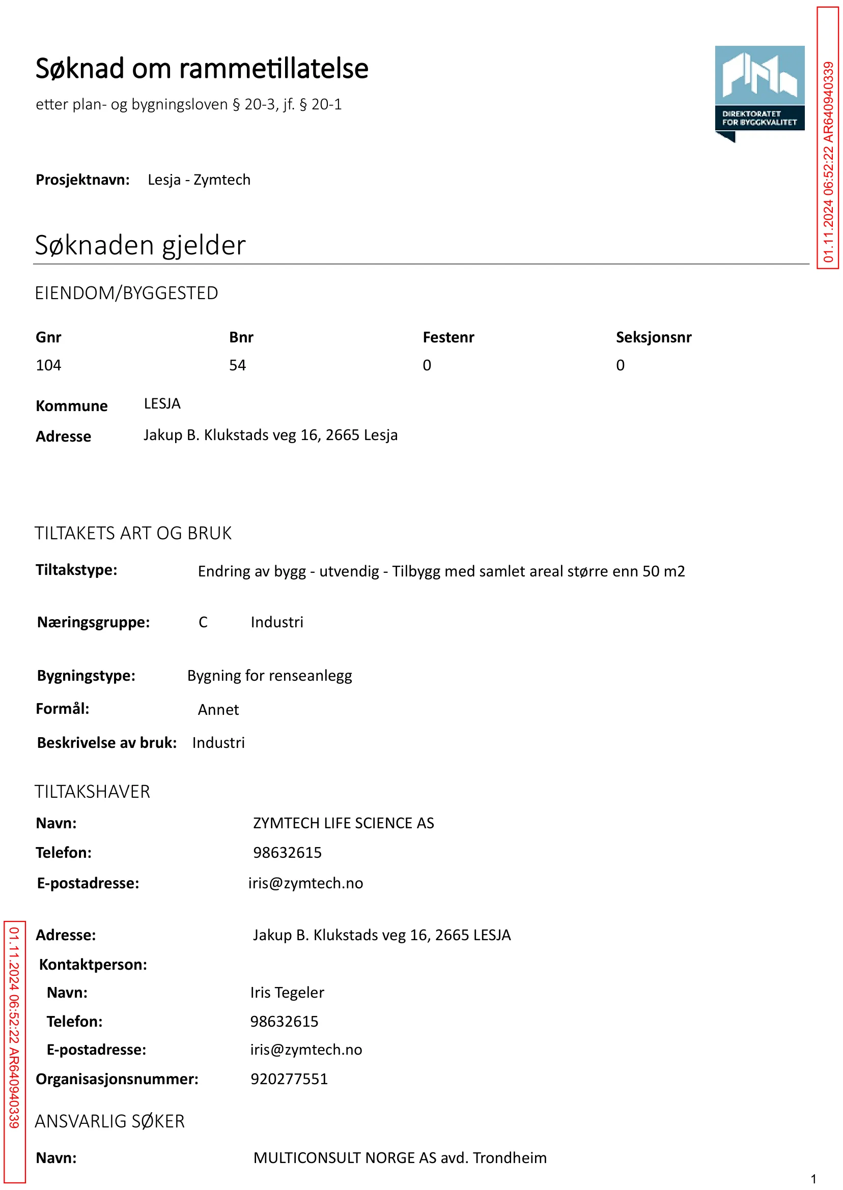 Søknad om rammetillatelse