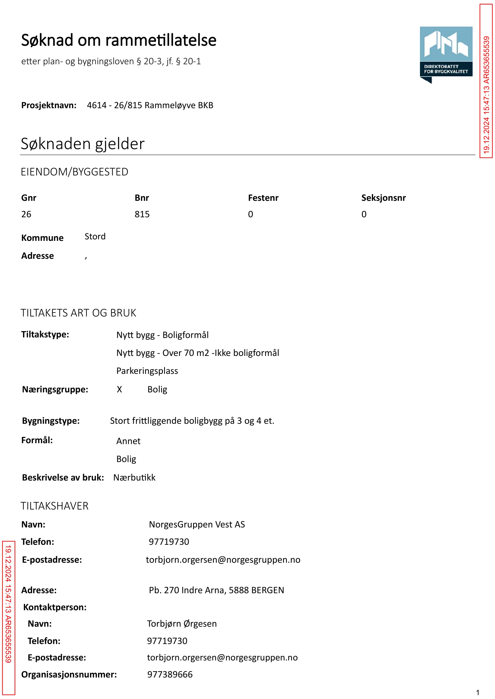 Søknad om rammetillatelse