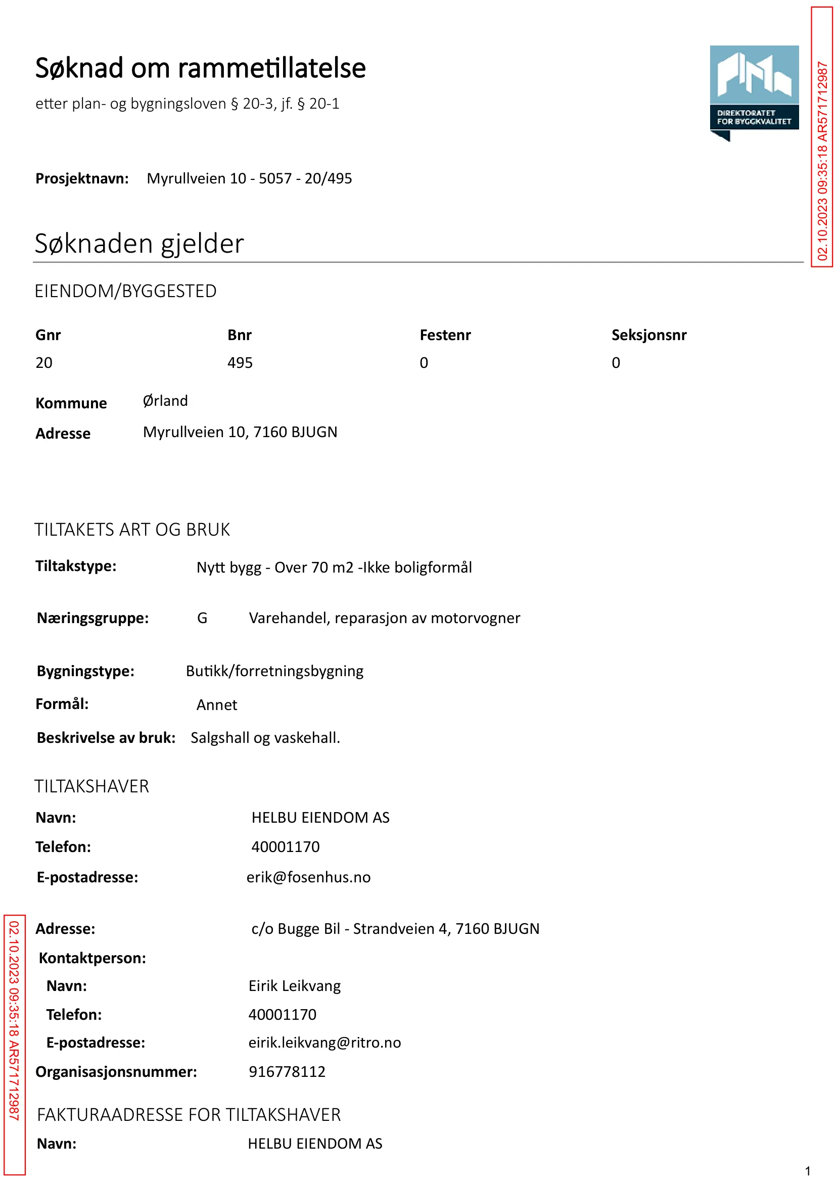 Søknad om rammetillatelse