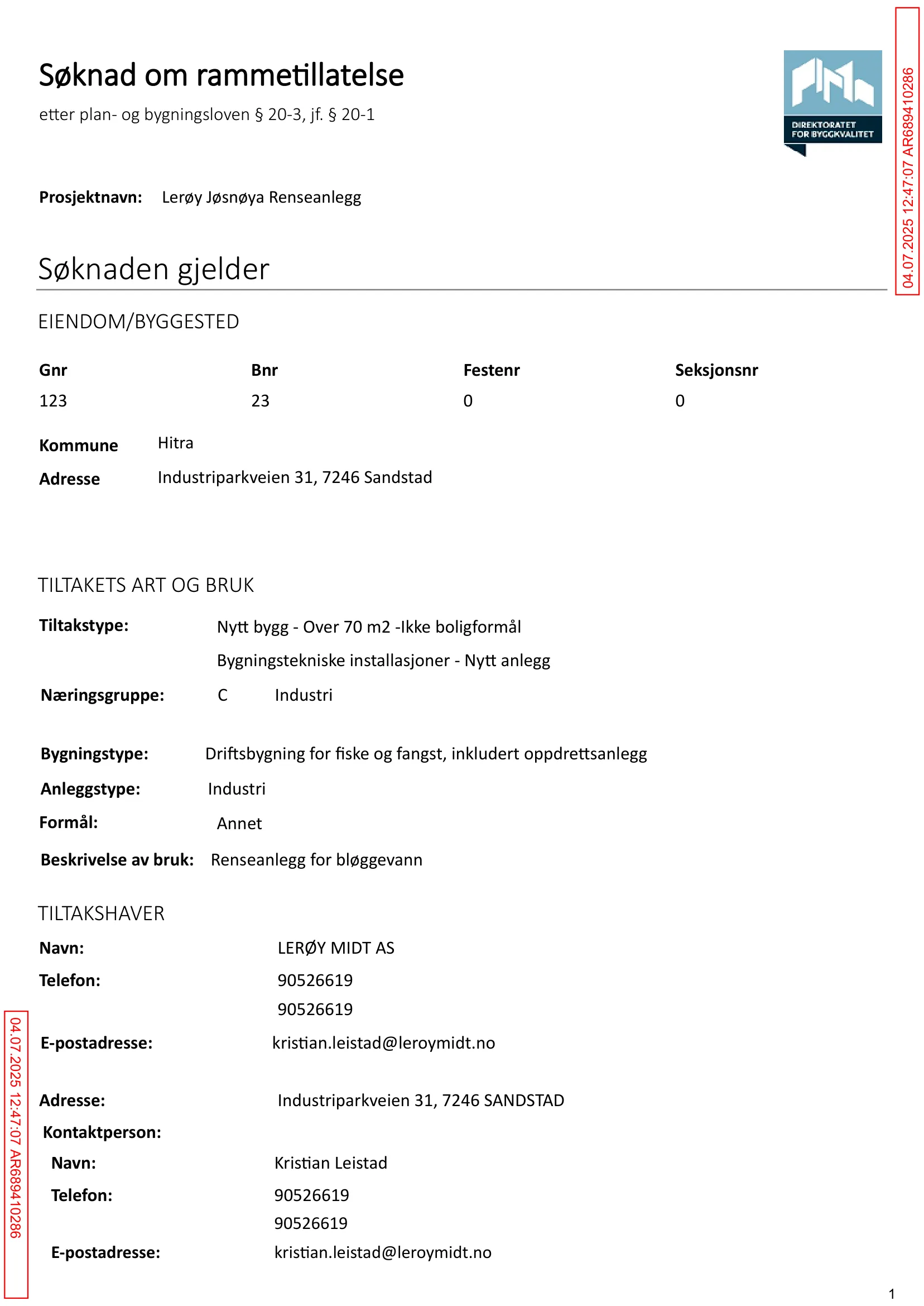 Søknad om rammetillatelse