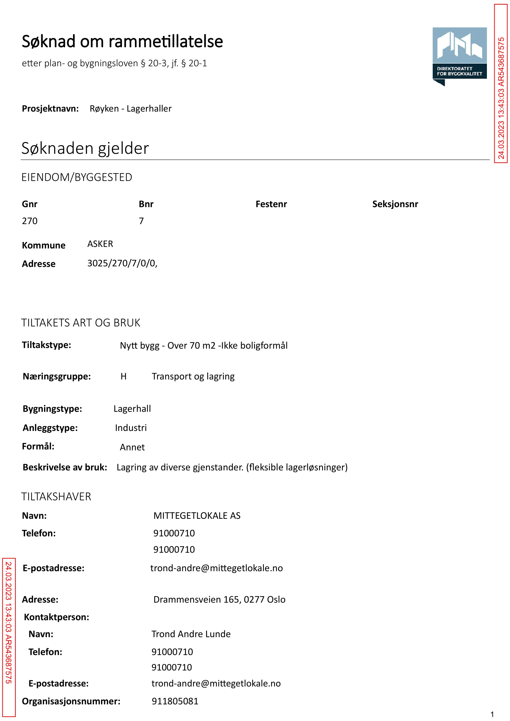 Søknad om rammetillatelse