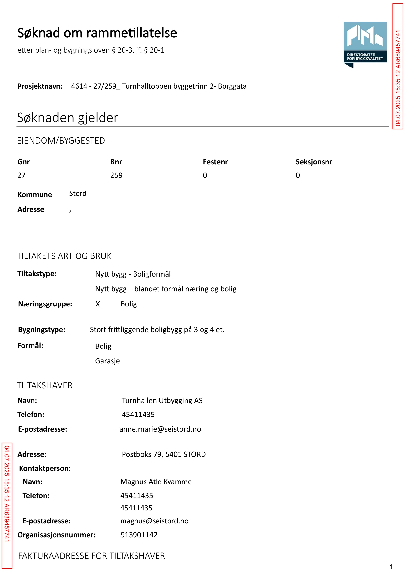 Søknad om rammetillatelse