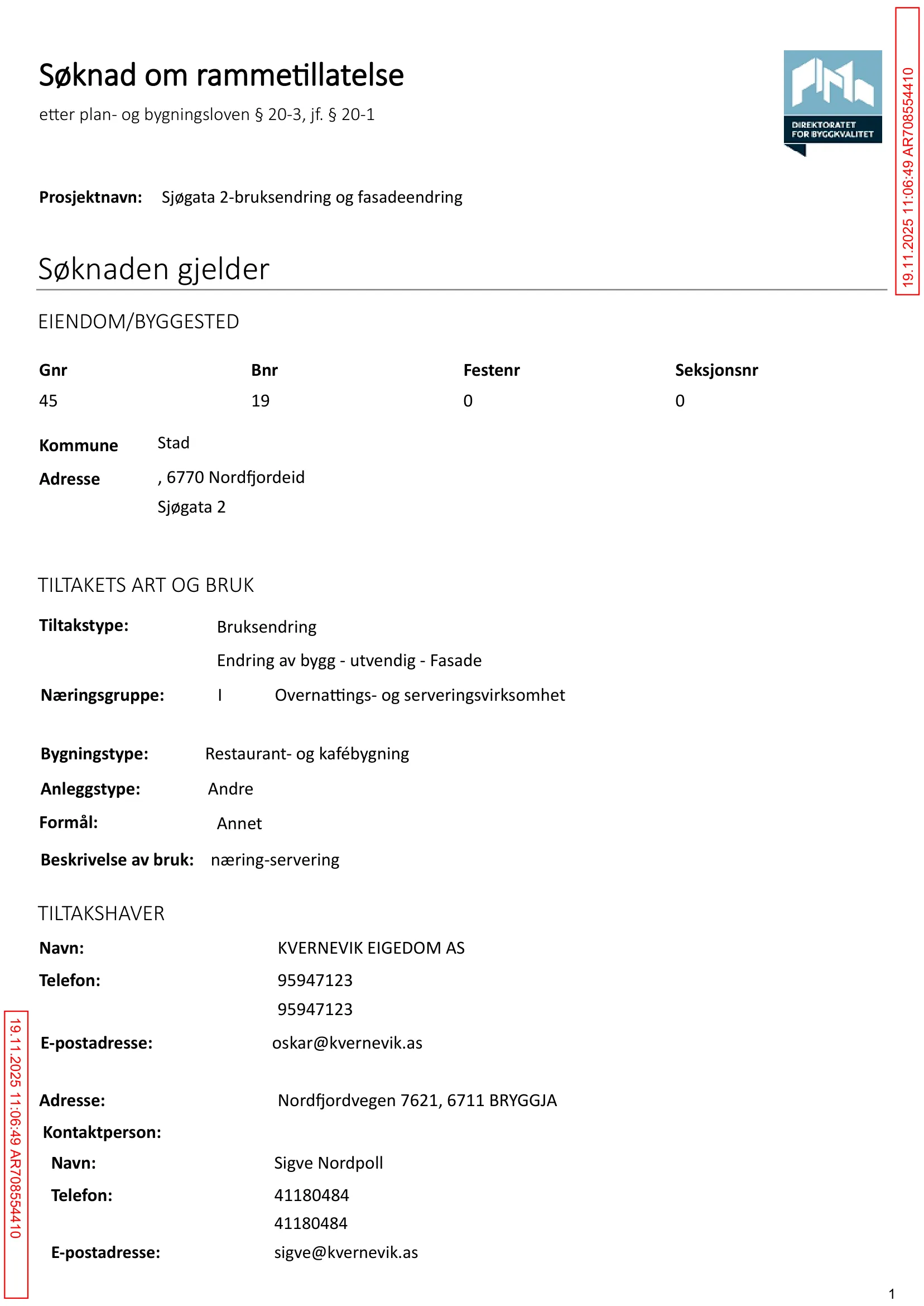 Søknad om rammetillatelse