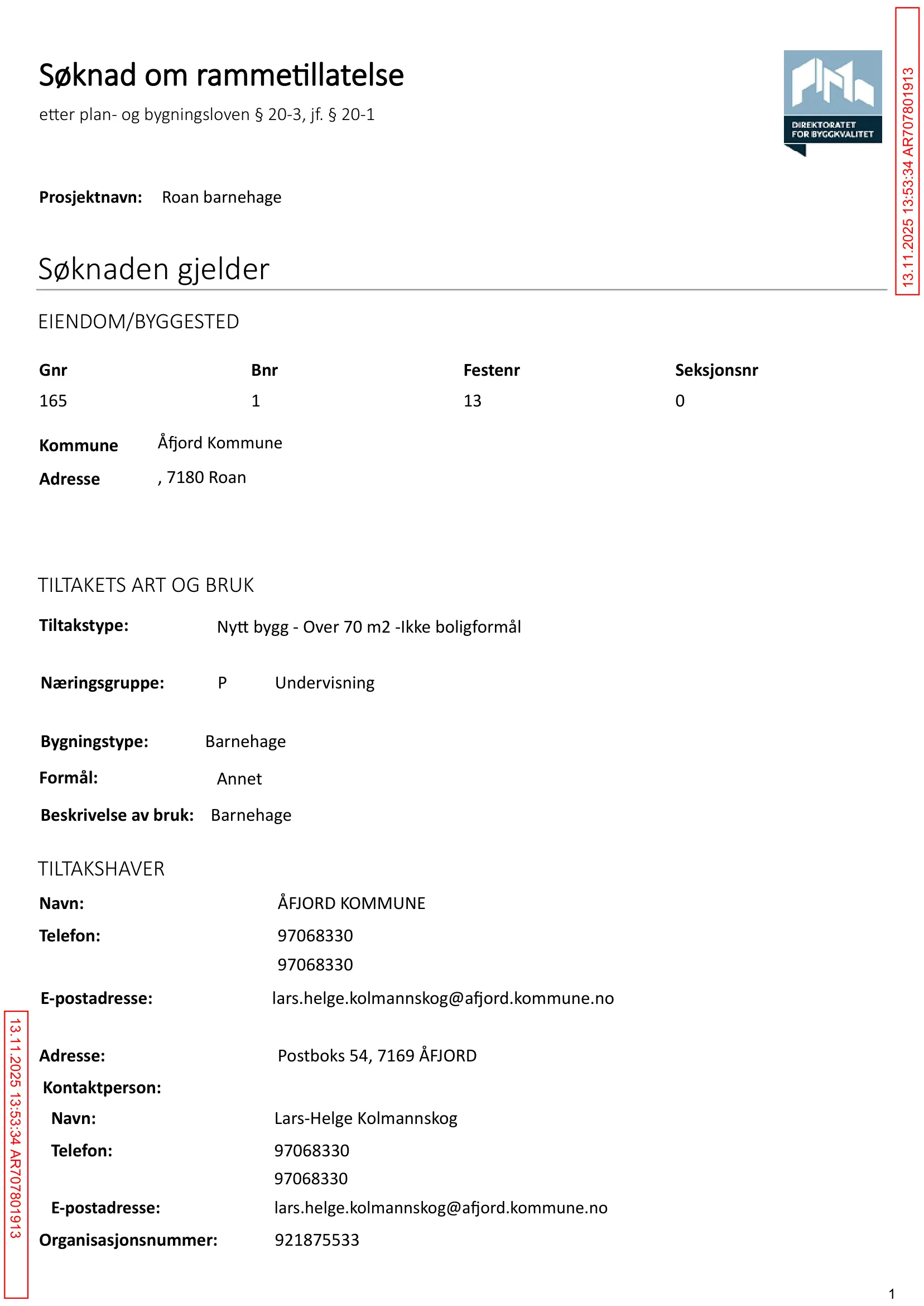Søknad om rammetillatelse