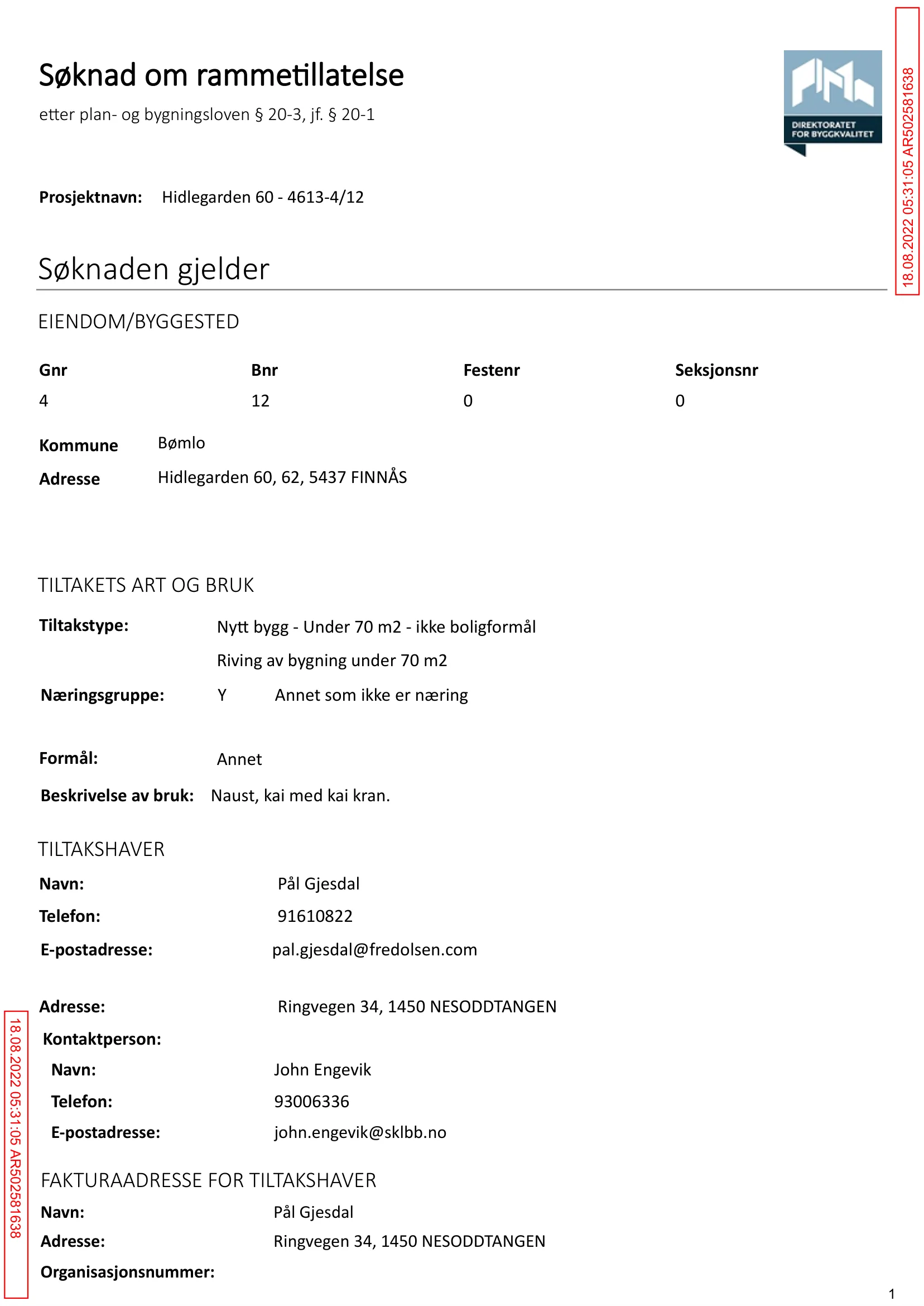 Søknad om rammetillatelse