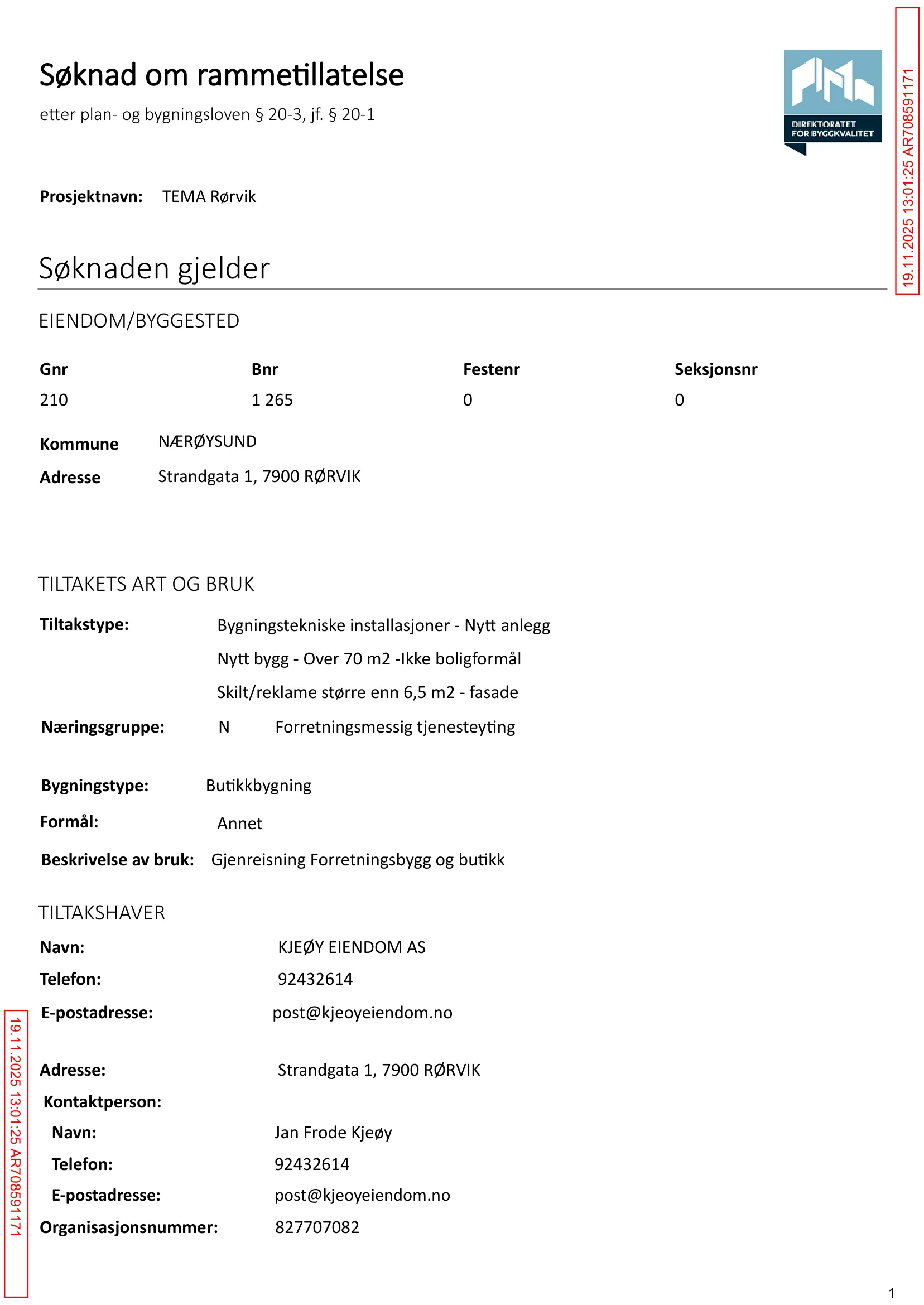Søknad om rammetillatelse