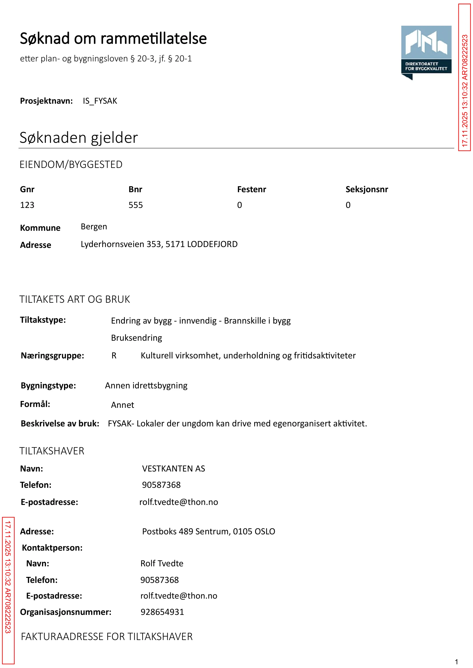Søknad om rammetillatelse