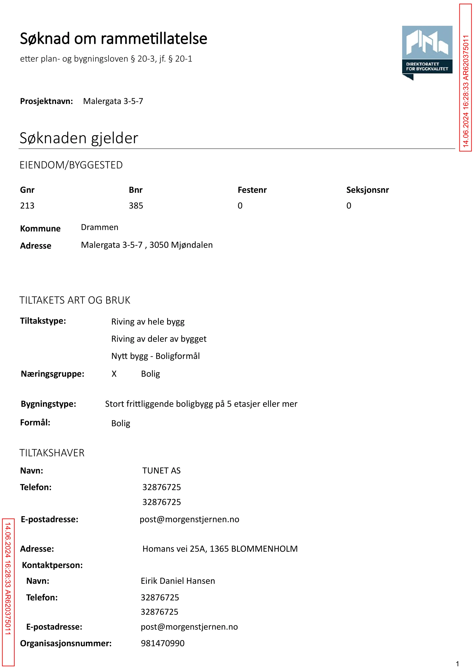 Søknad om rammetillatelse
