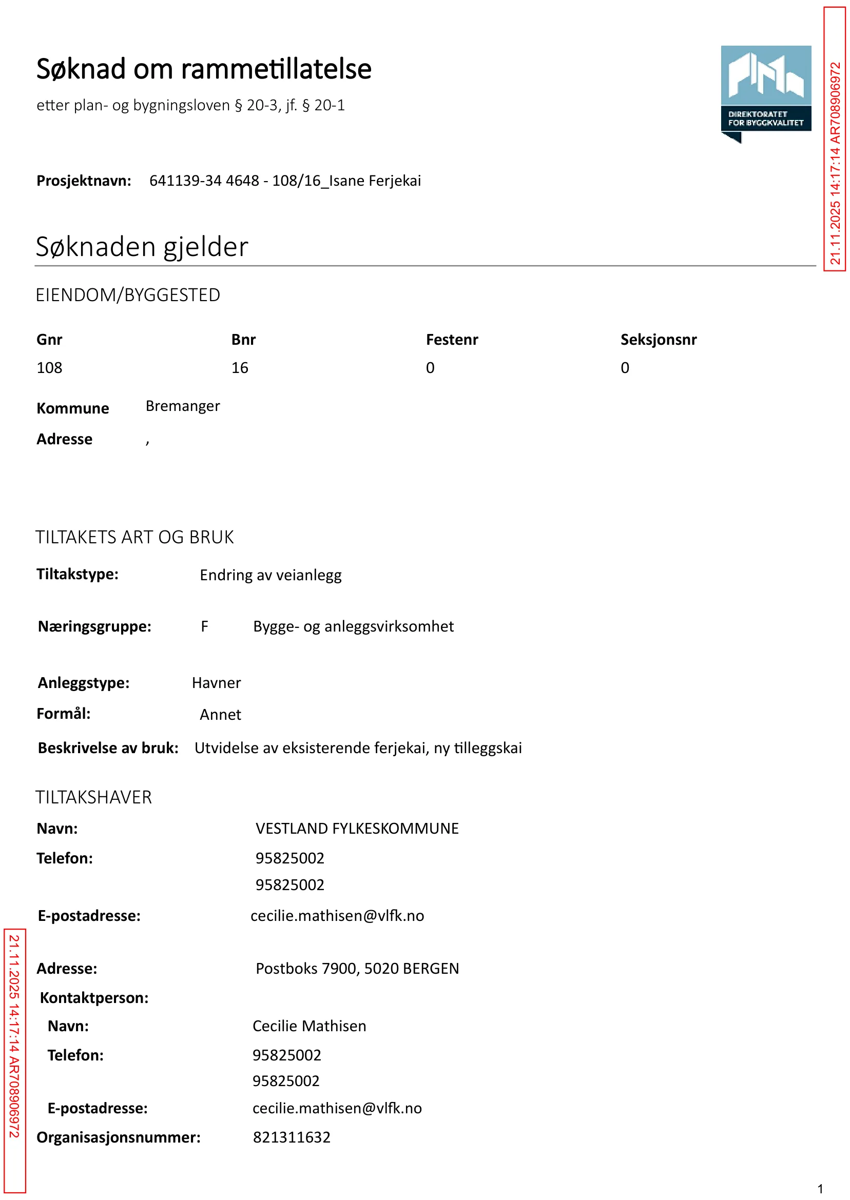 Søknad om rammetillatelse