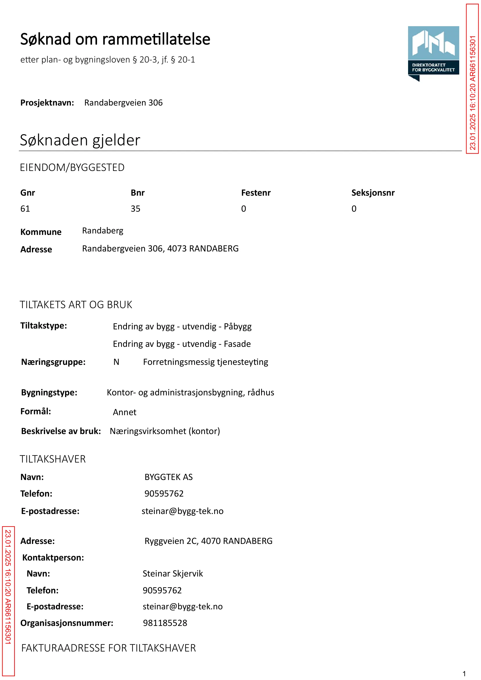 Søknad om rammetillatelse