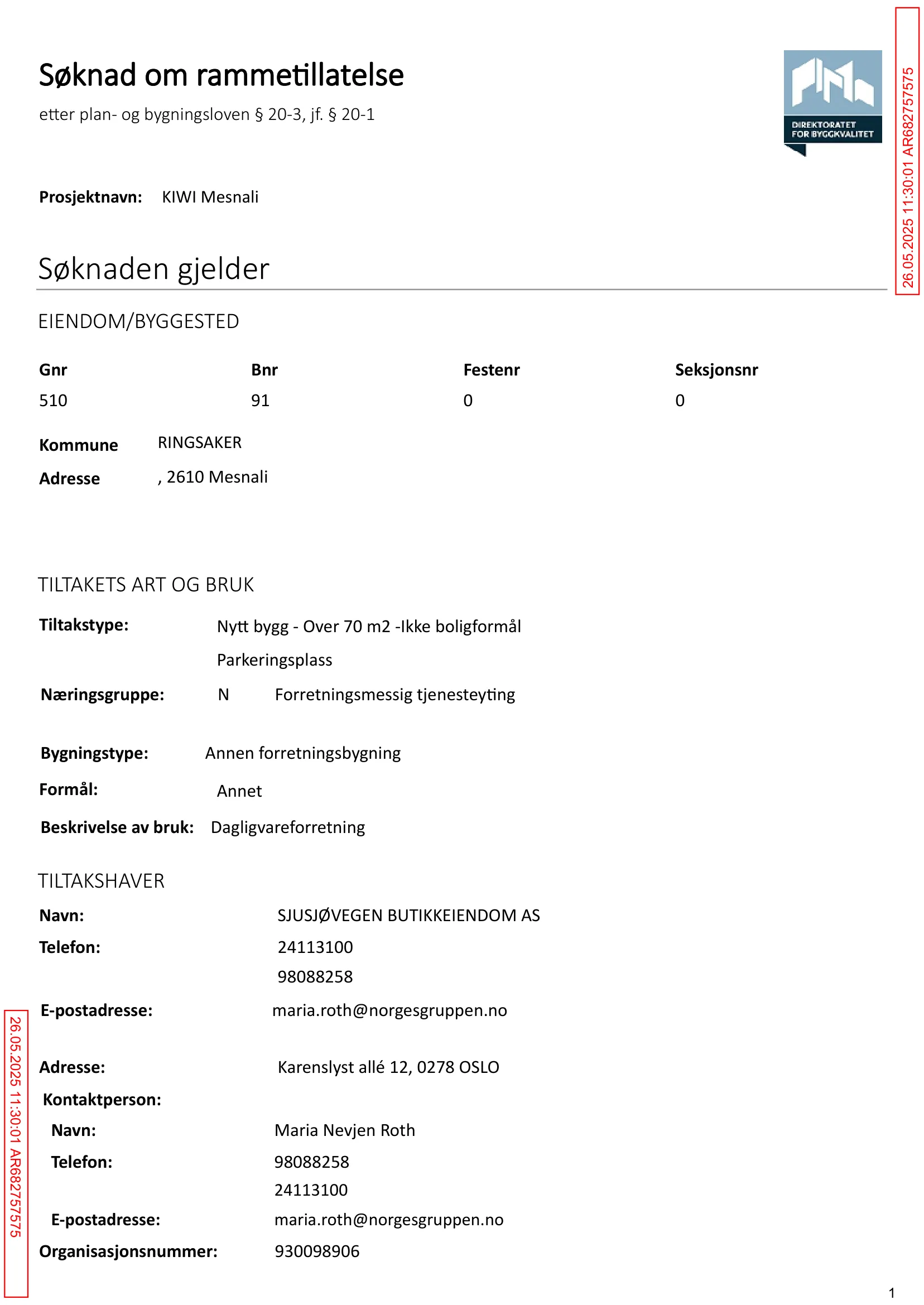 Søknad om rammetillatelse