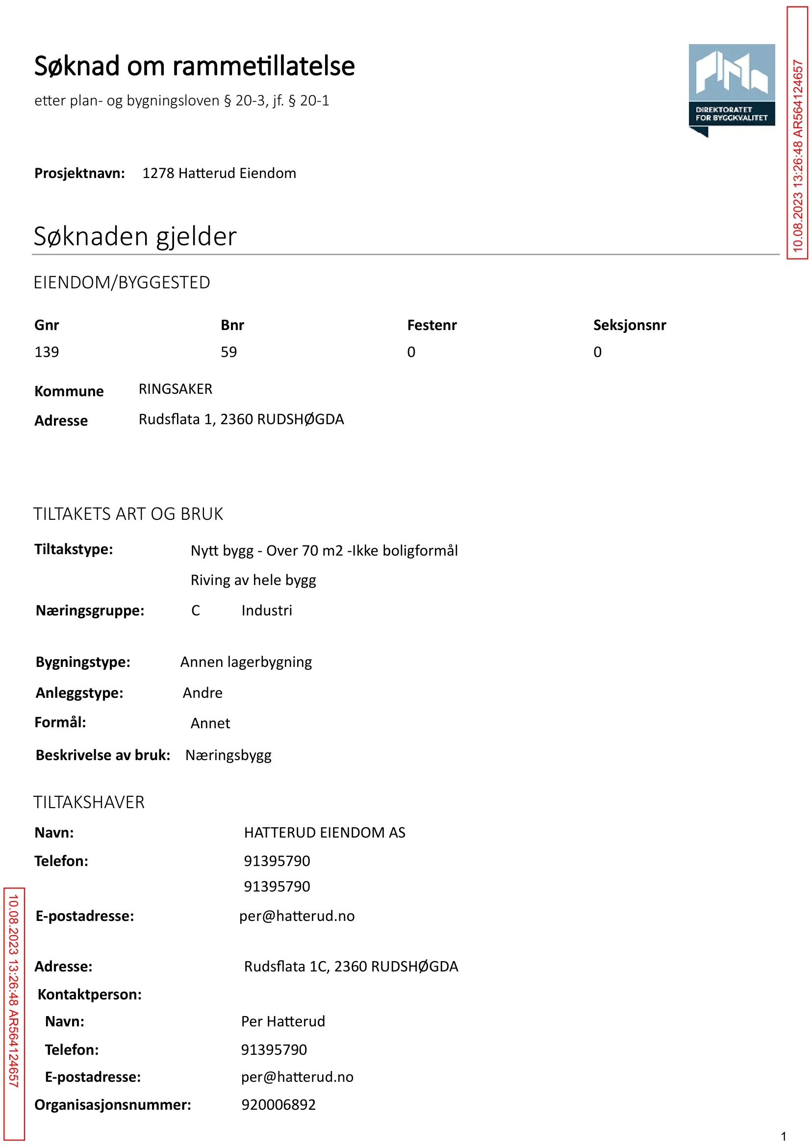 Søknad om rammetillatelse