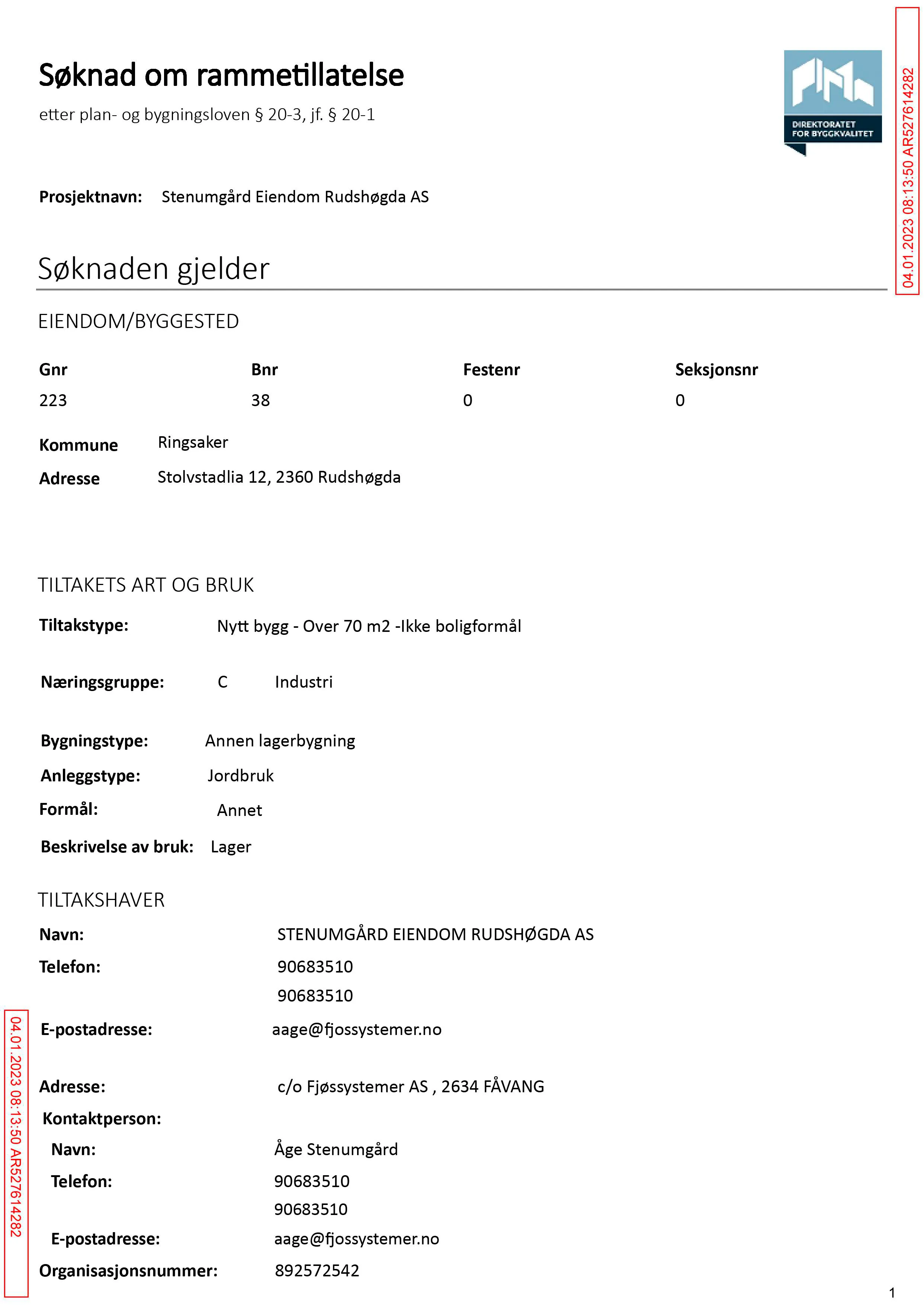Søknad om rammetillatelse