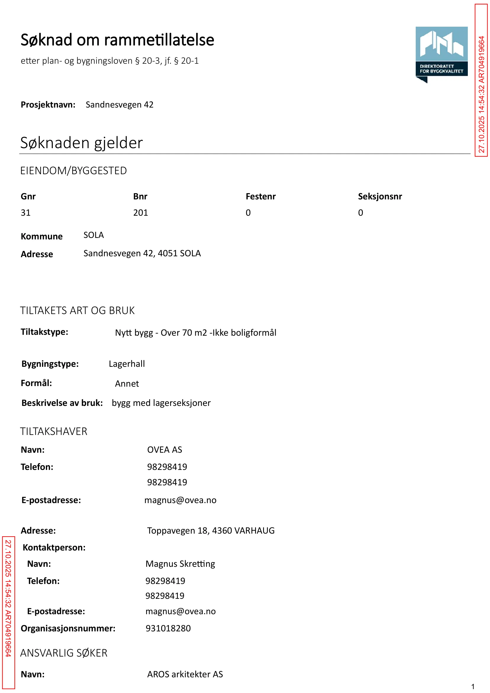 Søknad om rammetillatelse