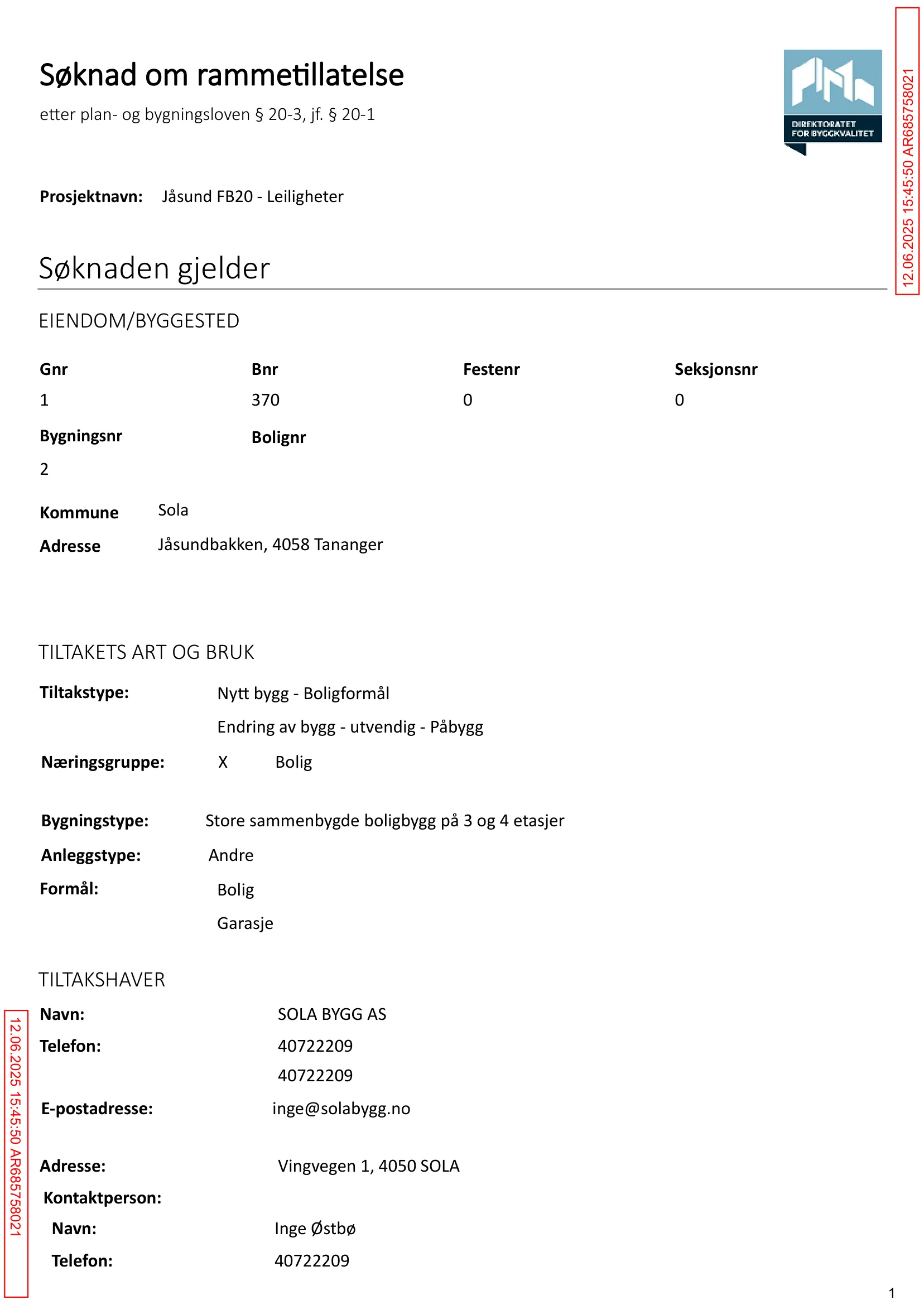 Søknad om rammetillatelse