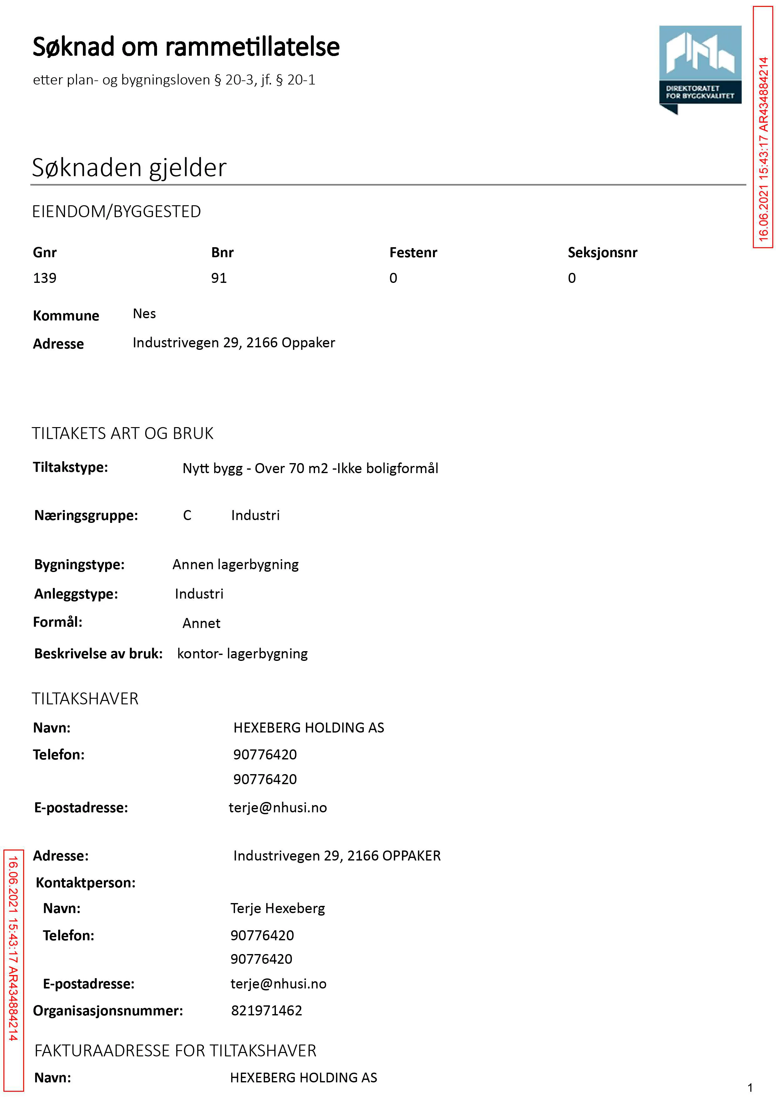 Søknad om rammetillatelse