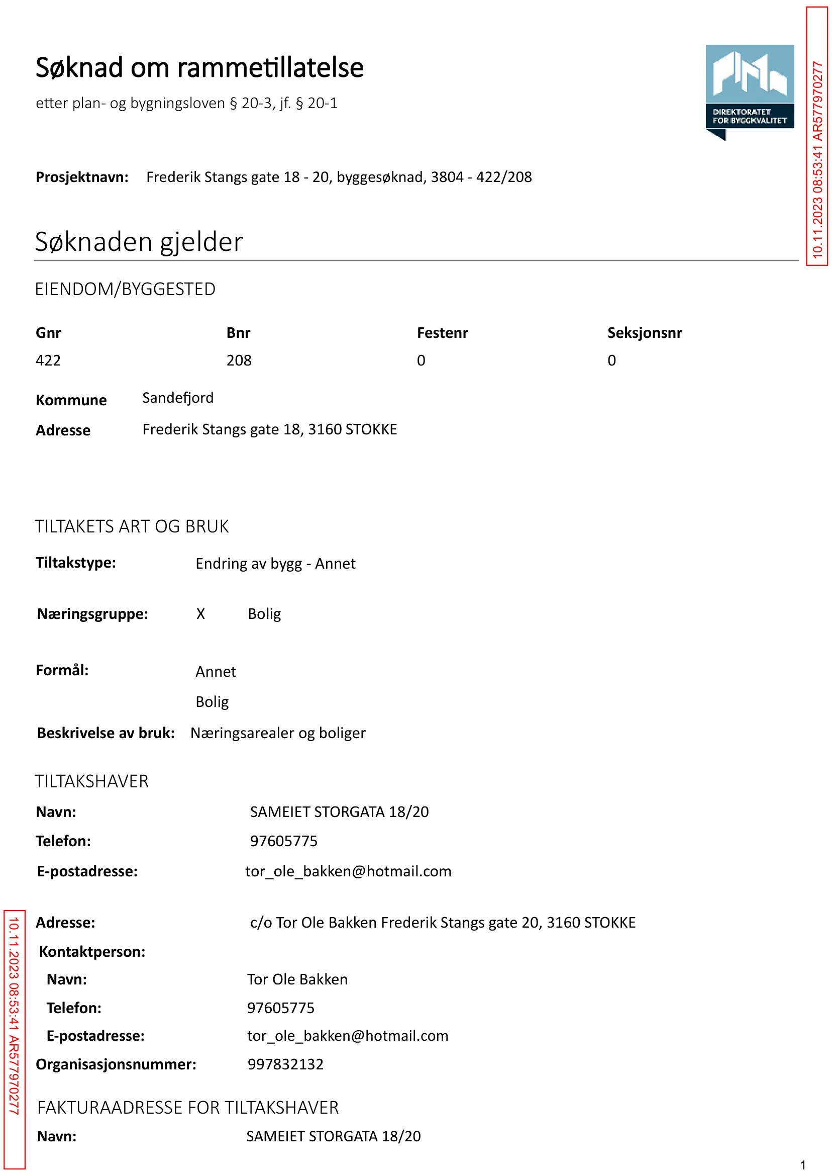 Søknad om rammetillatelse