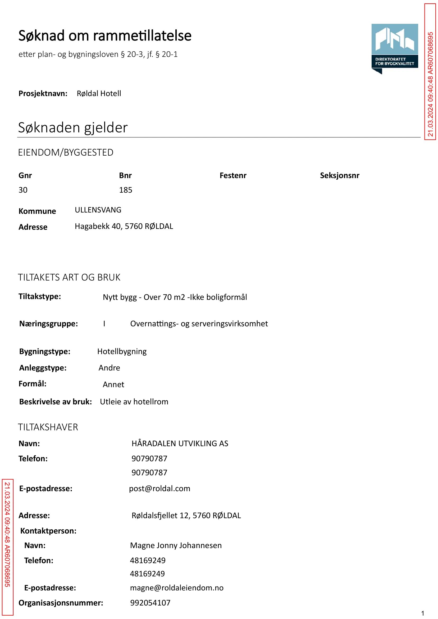 Søknad om rammetillatelse