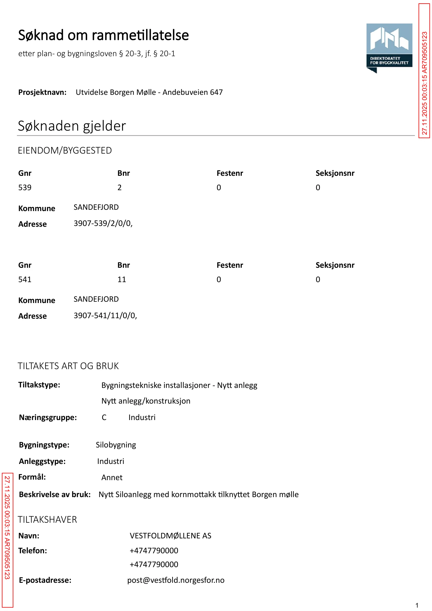 Søknad om rammetillatelse