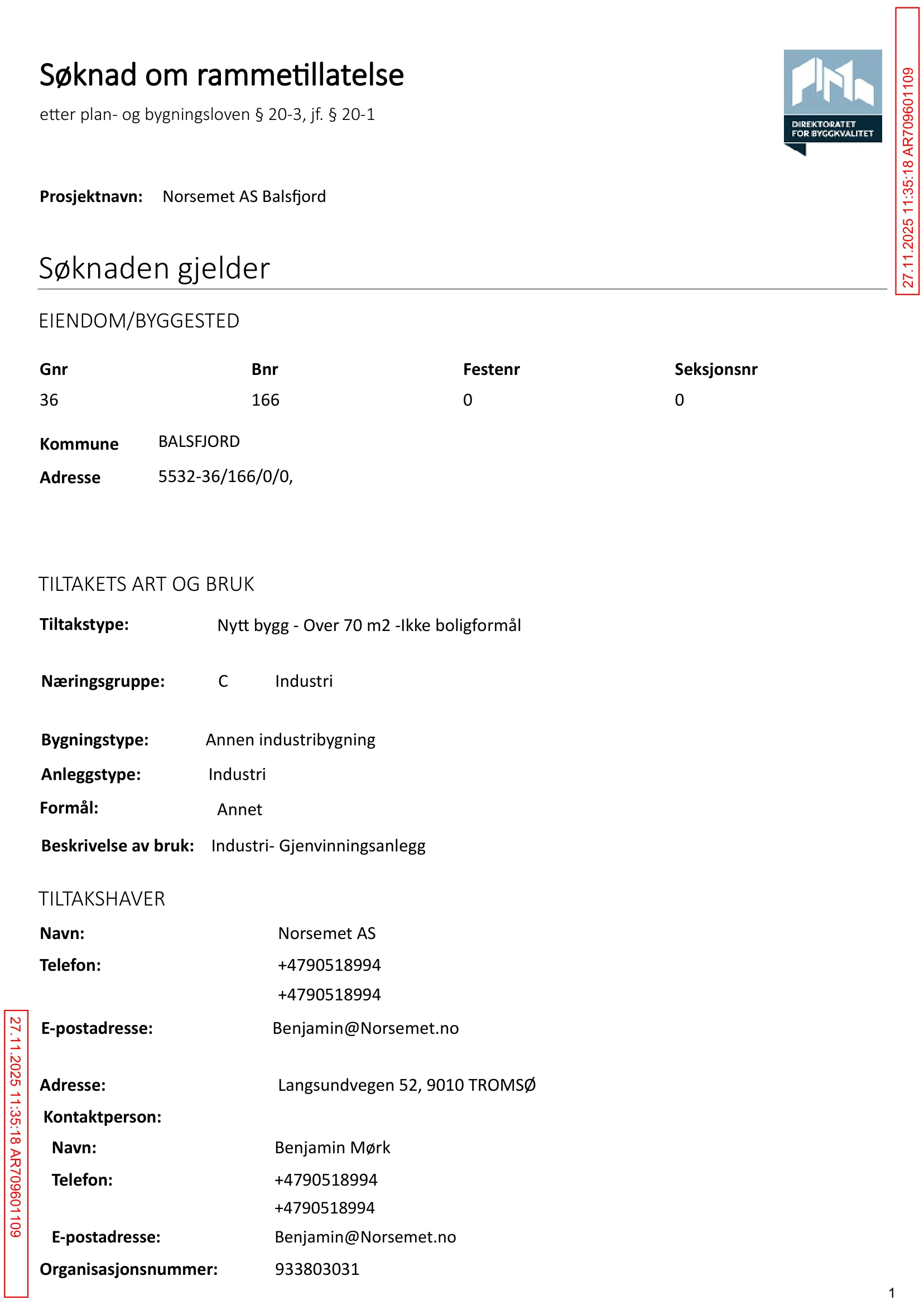 Søknad om rammetillatelse