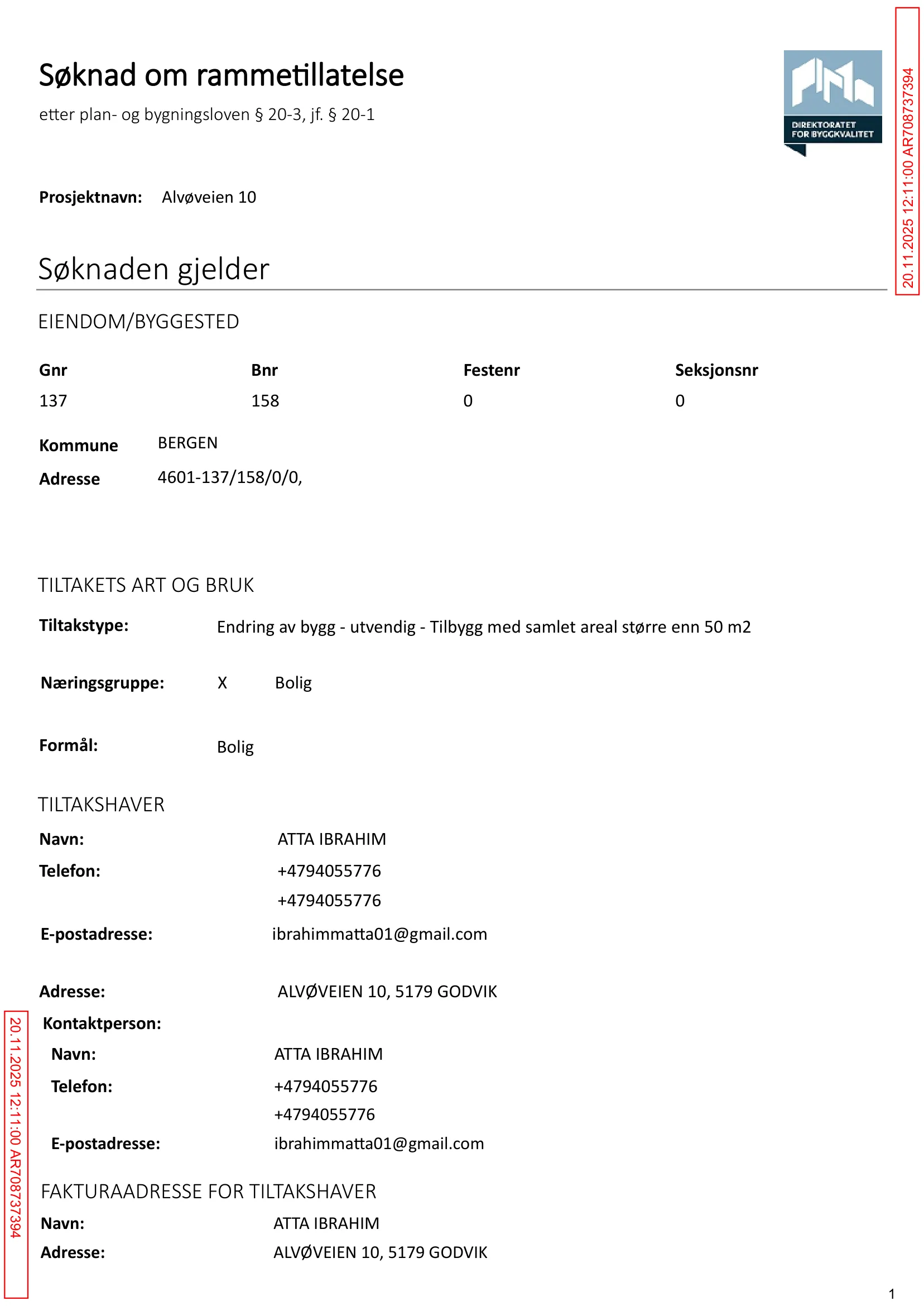 Søknad om rammetillatelse