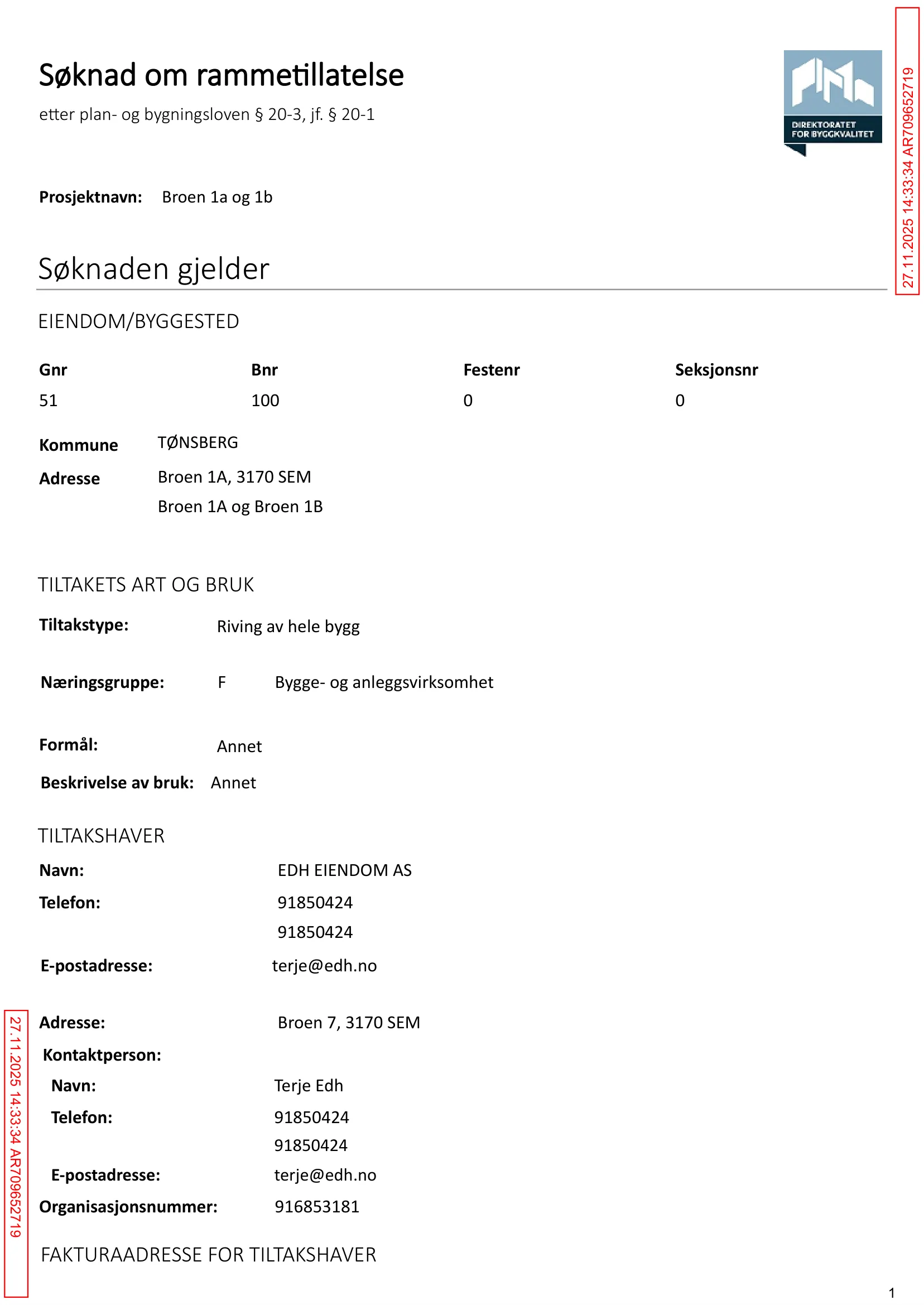Søknad om rammetillatelse