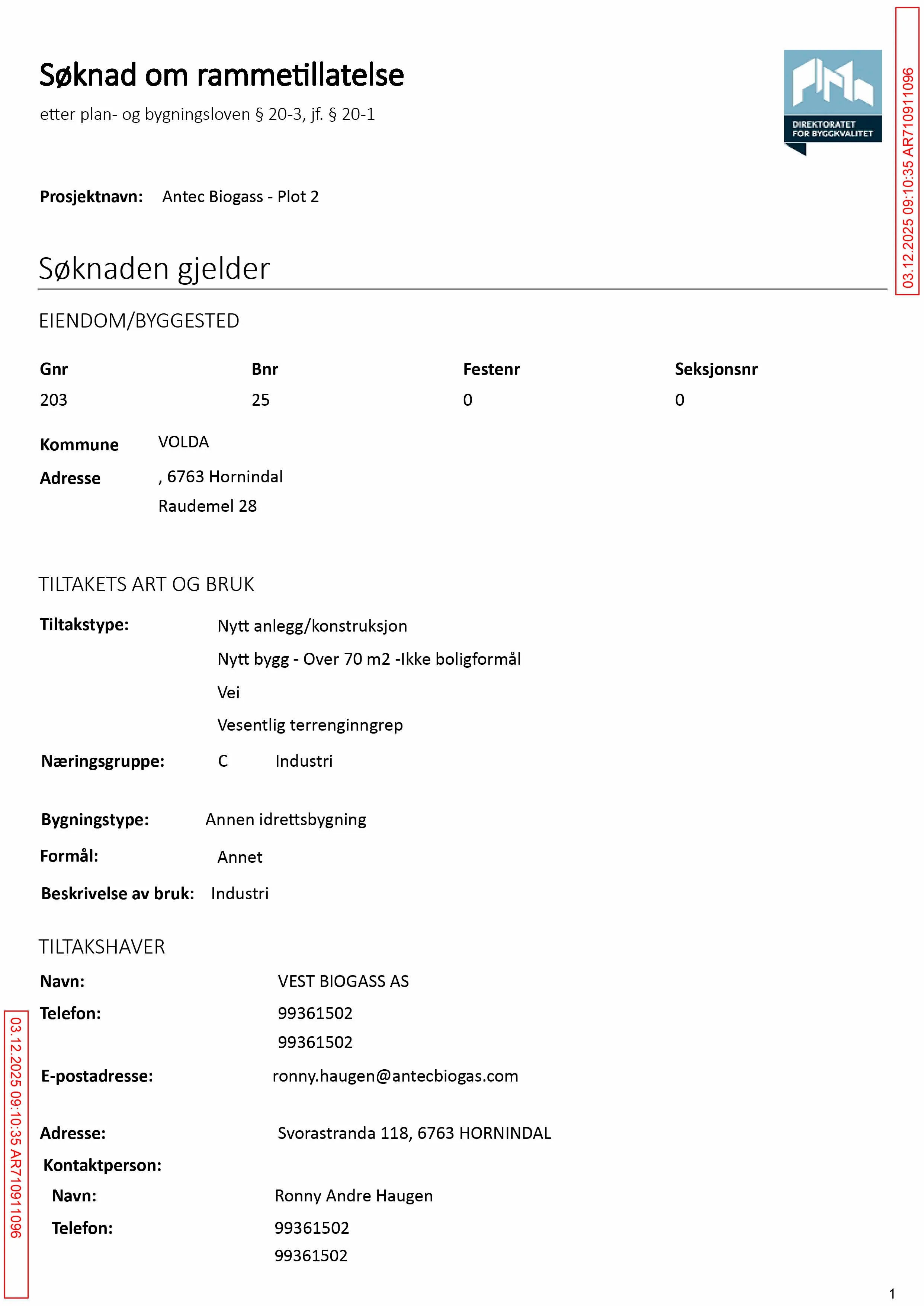 Søknad om rammetillatelse