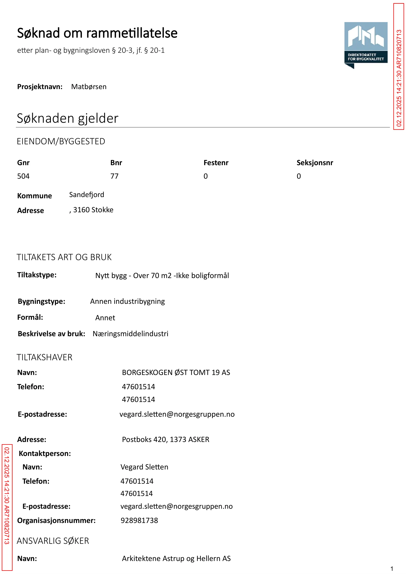 Søknad om rammetillatelse