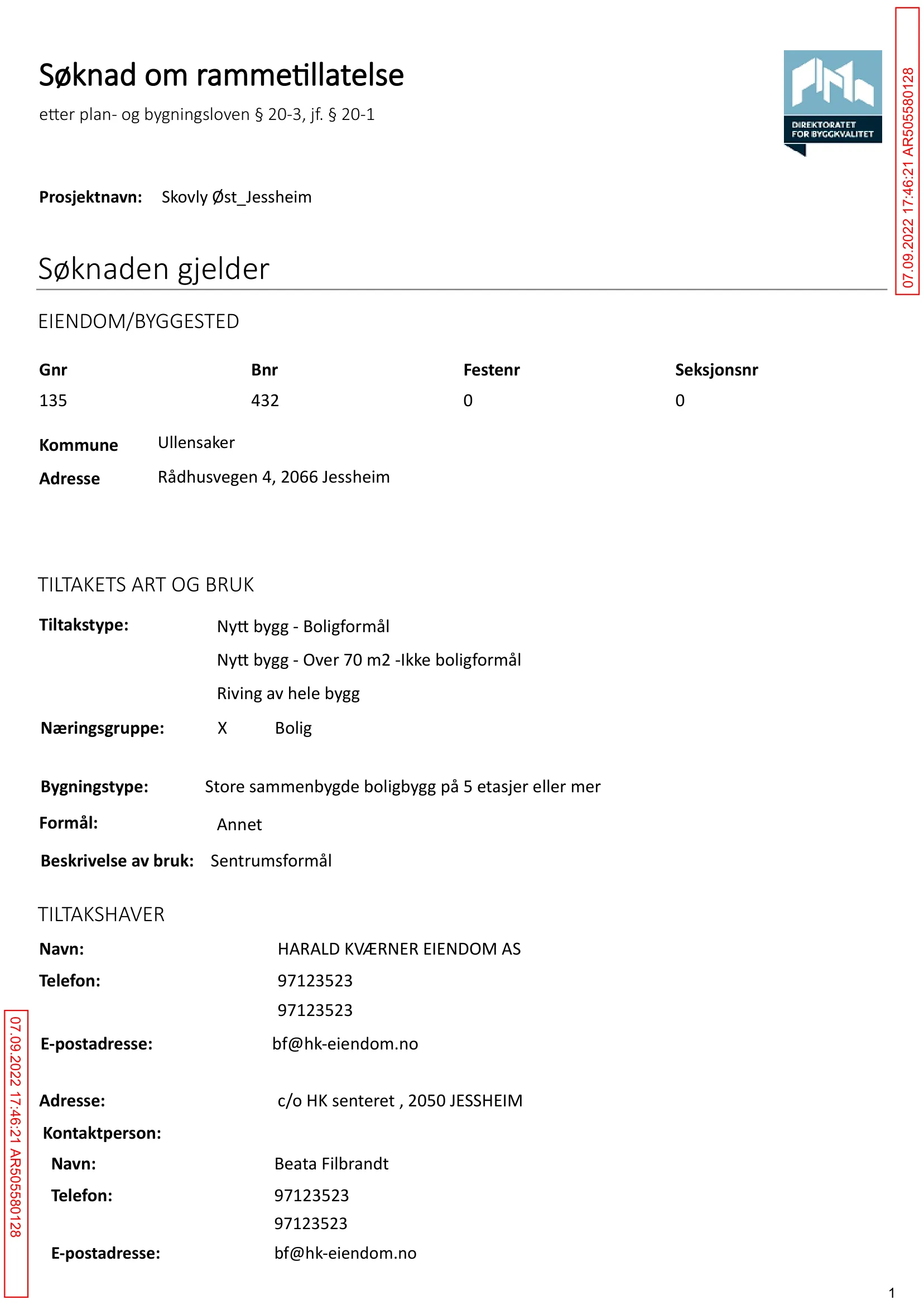 Søknad om rammetillatelse