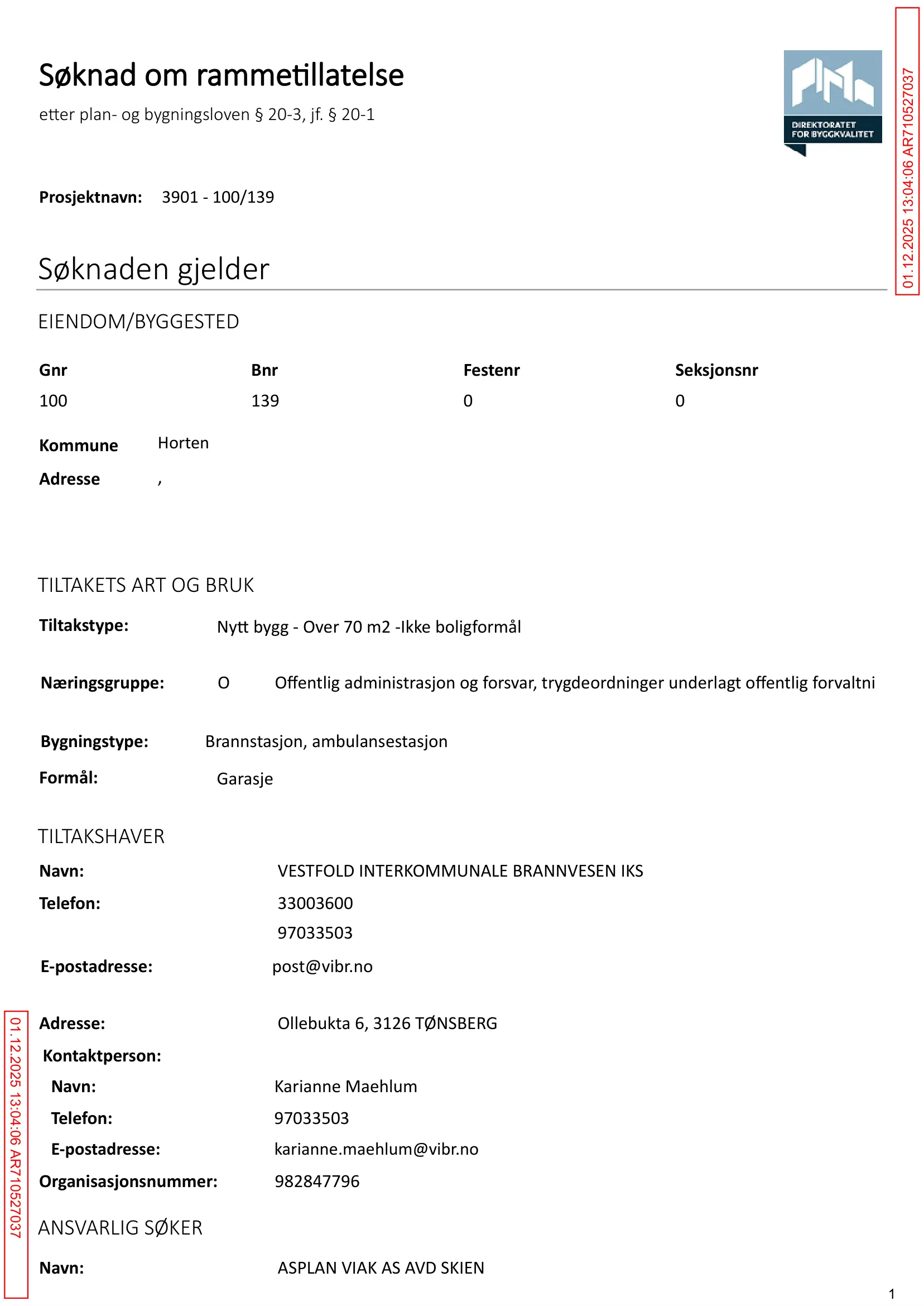 Søknad om rammetillatelse
