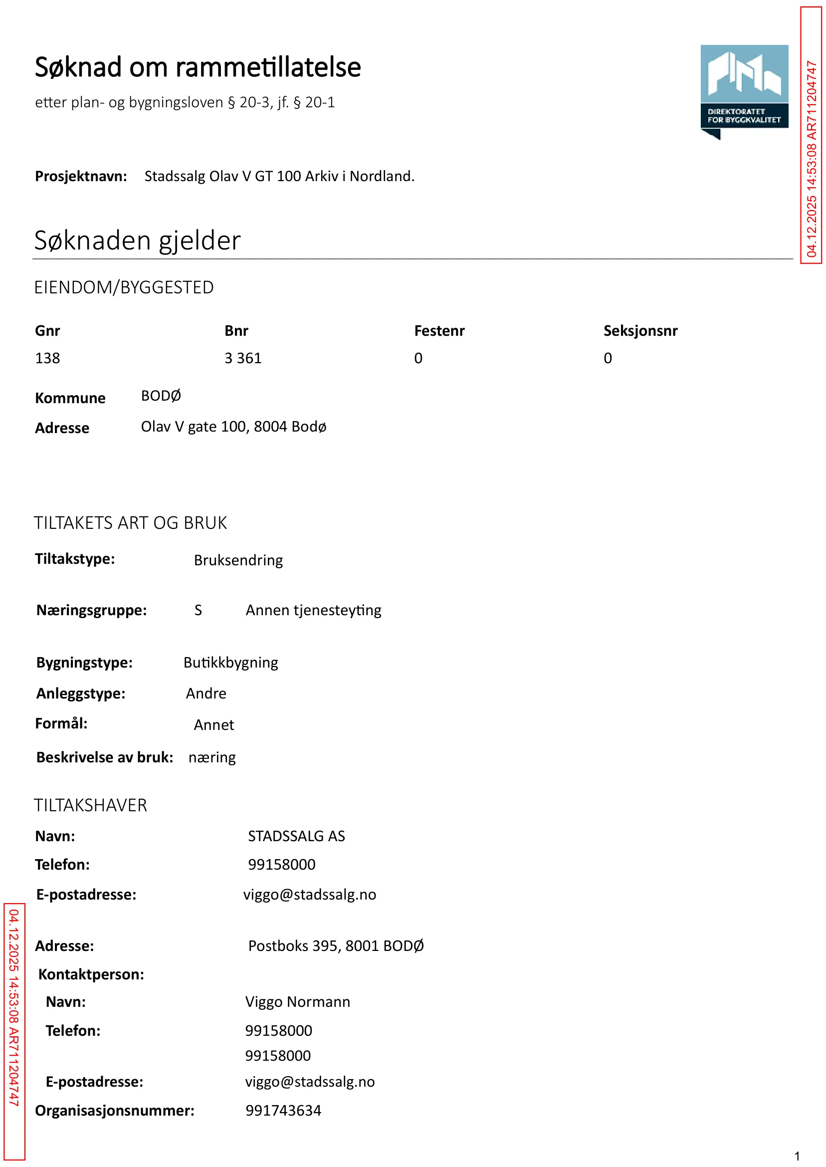 Søknad om rammetillatelse