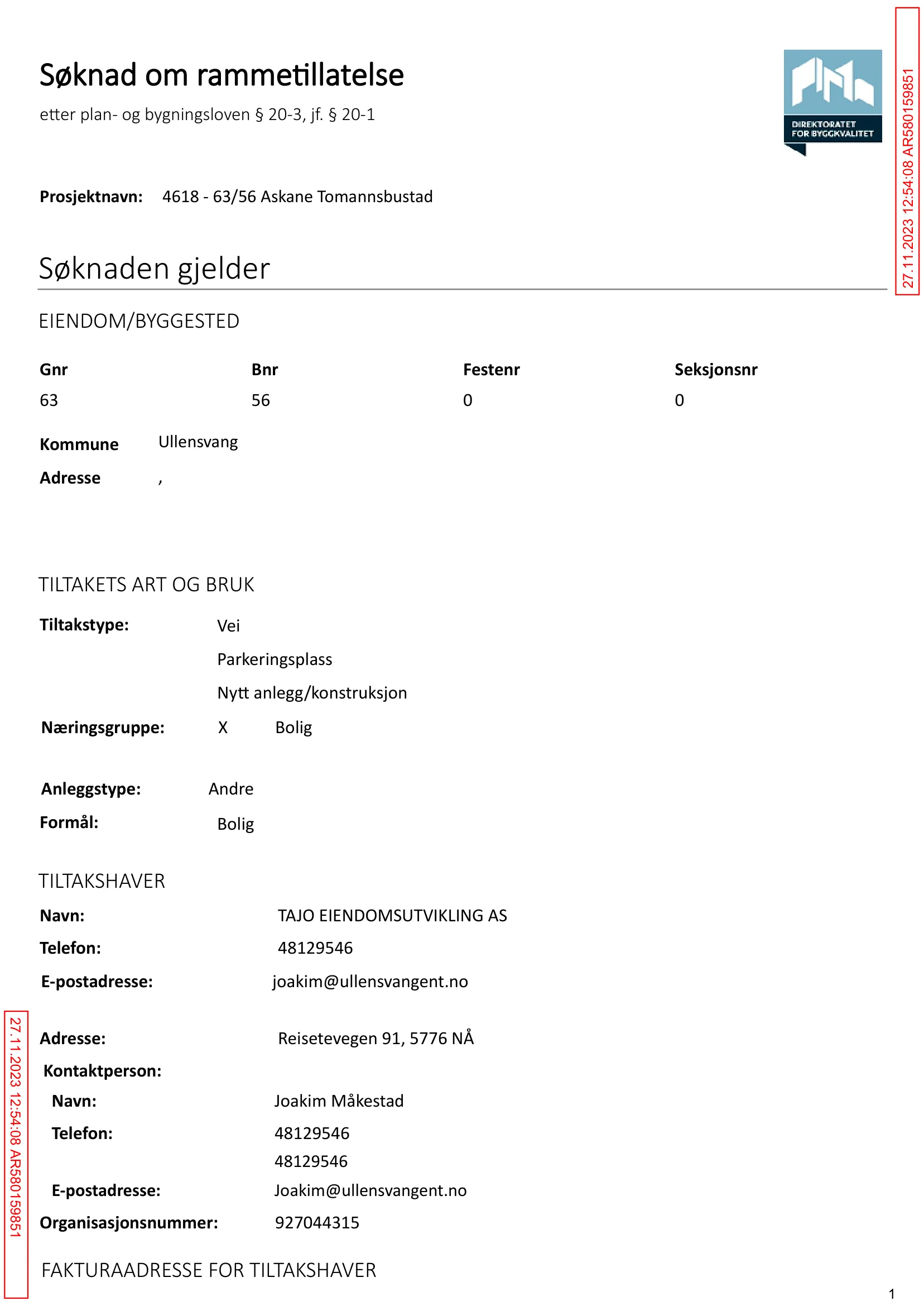 Søknad om rammetillatelse