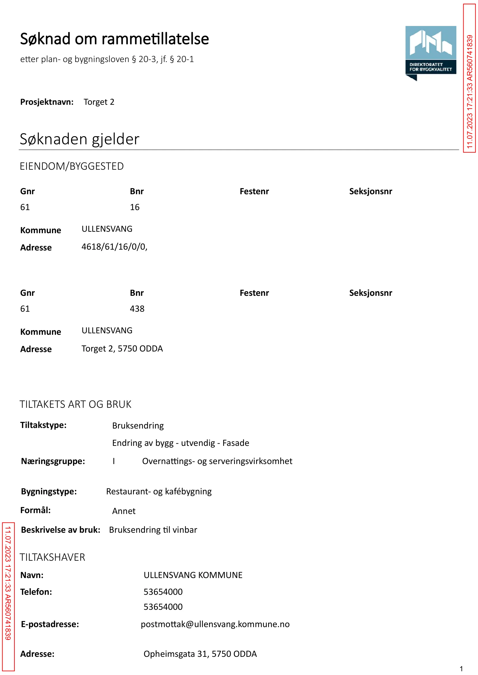Søknad om rammetillatelse