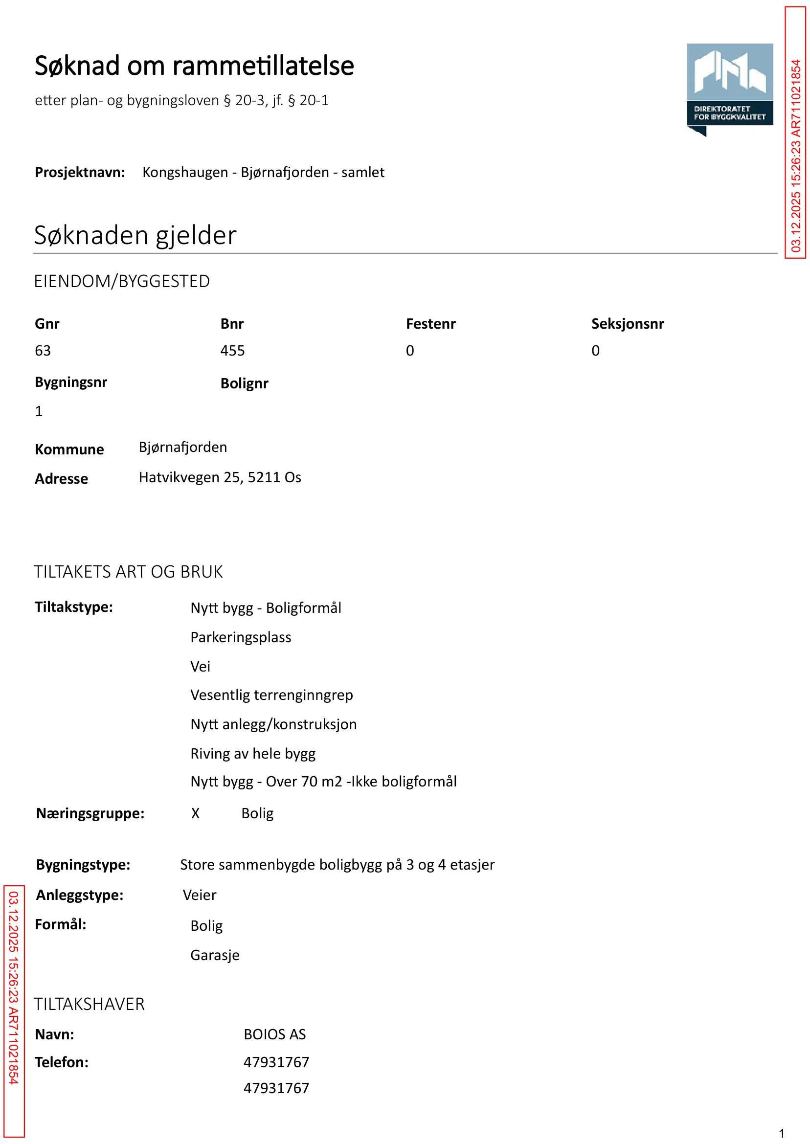 Søknad om rammetillatelse