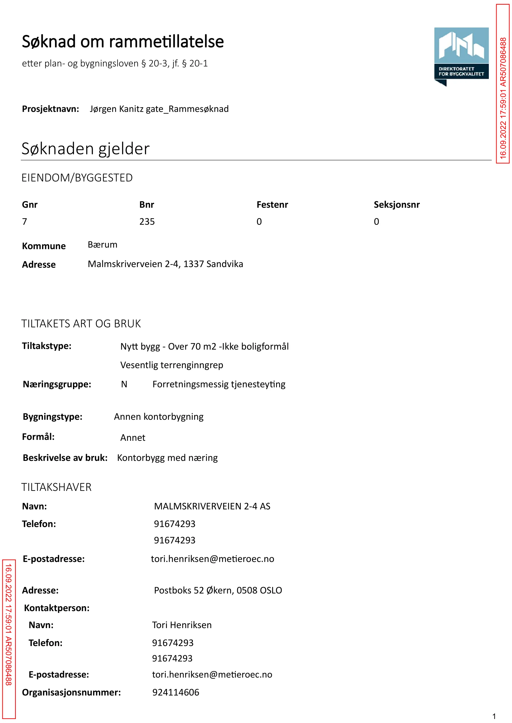 Søknad om rammetillatelse