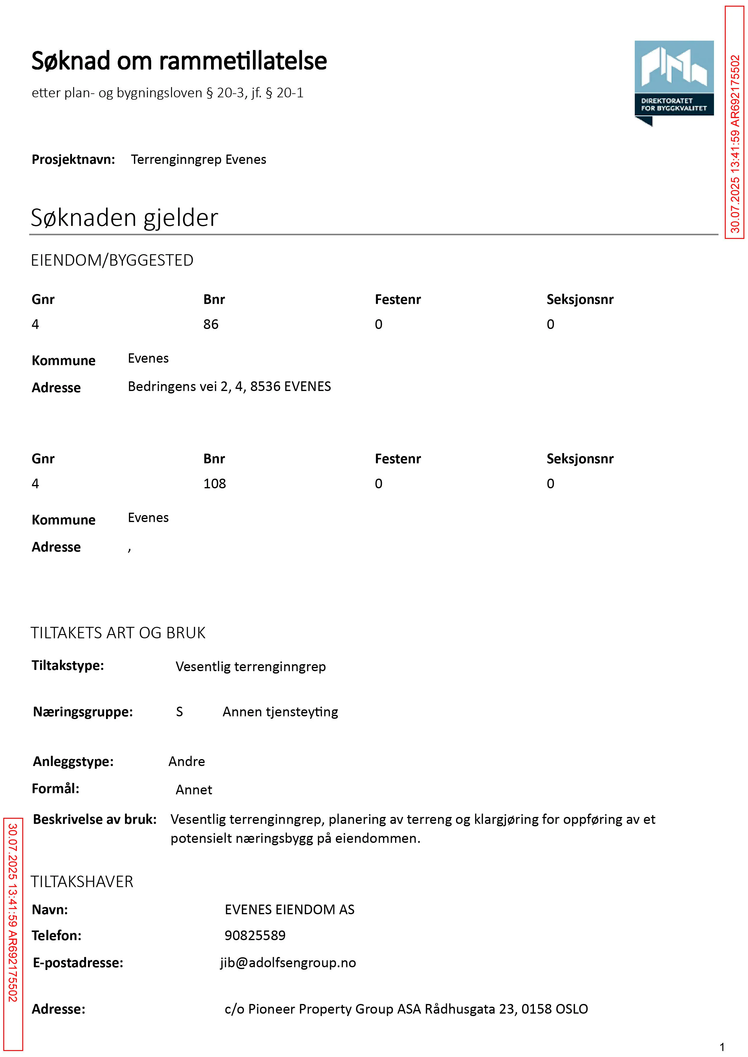 Søknad om rammetillatelse