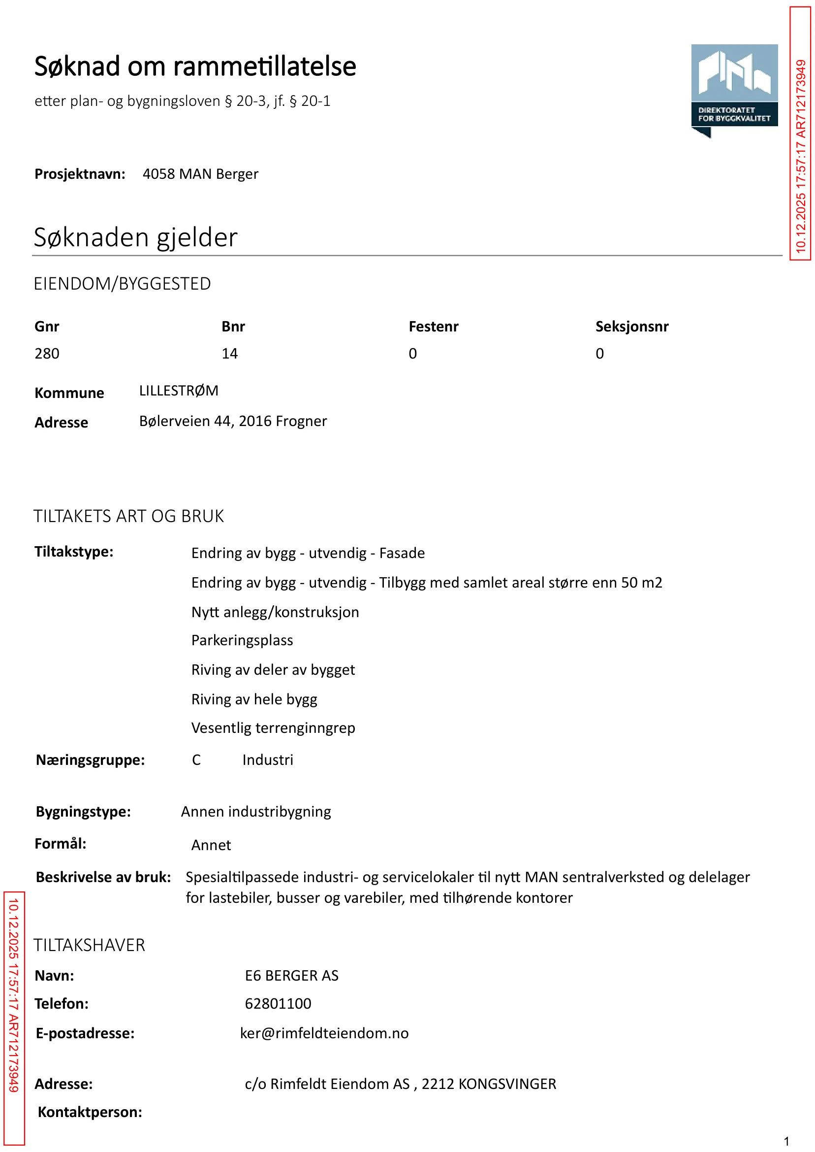 Søknad om rammetillatelse