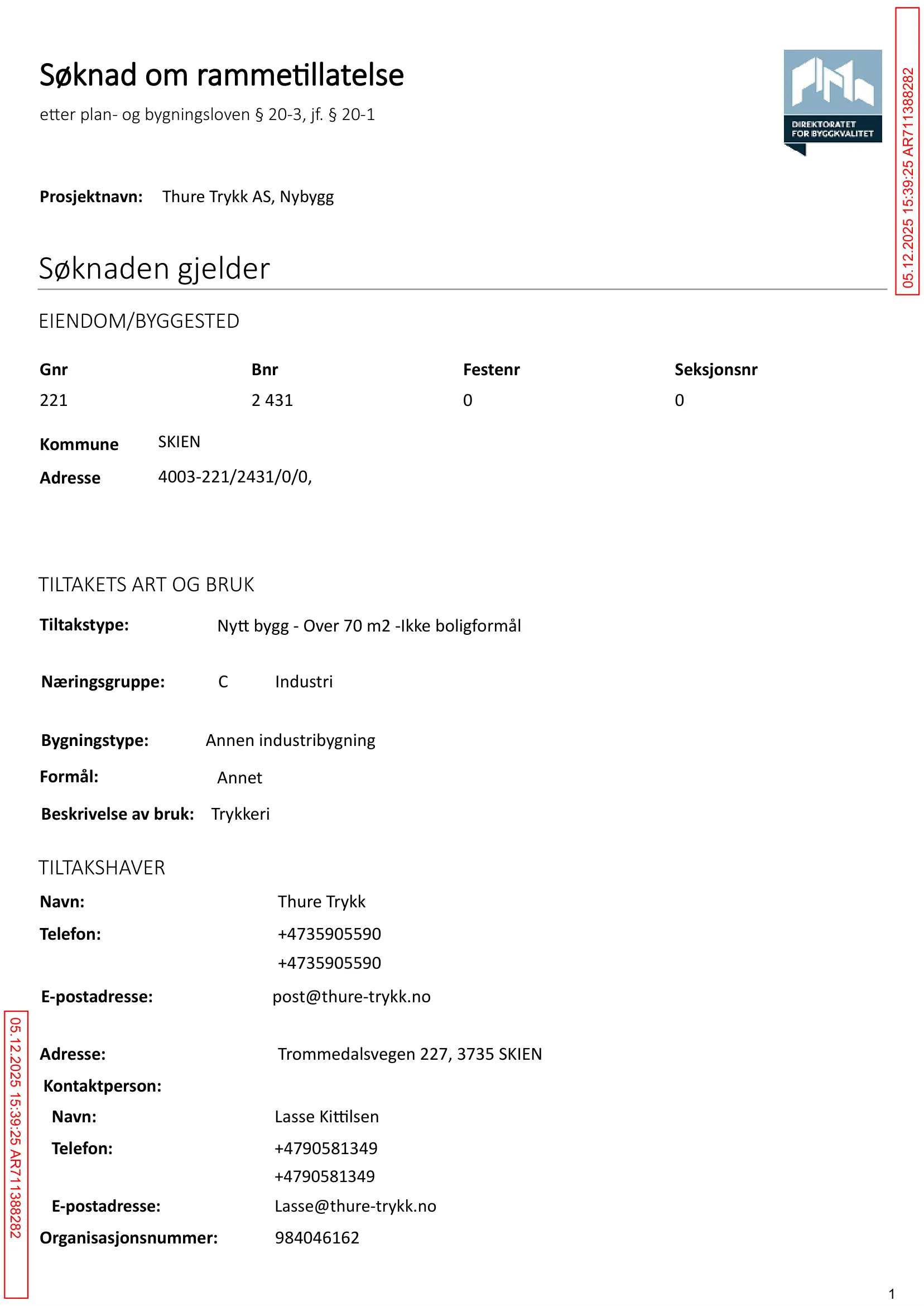 Søknad om rammetillatelse