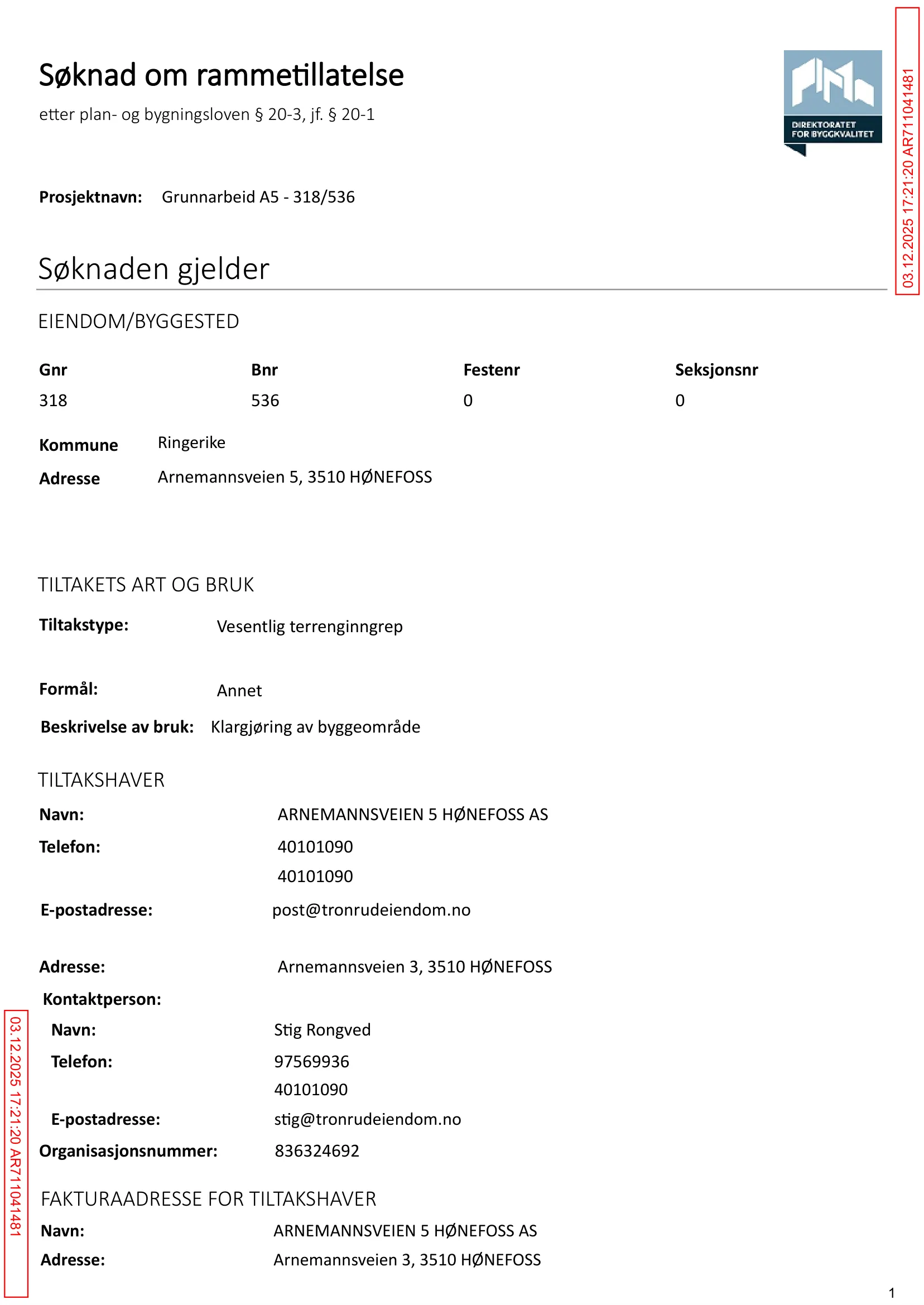 Søknad om rammetillatelse