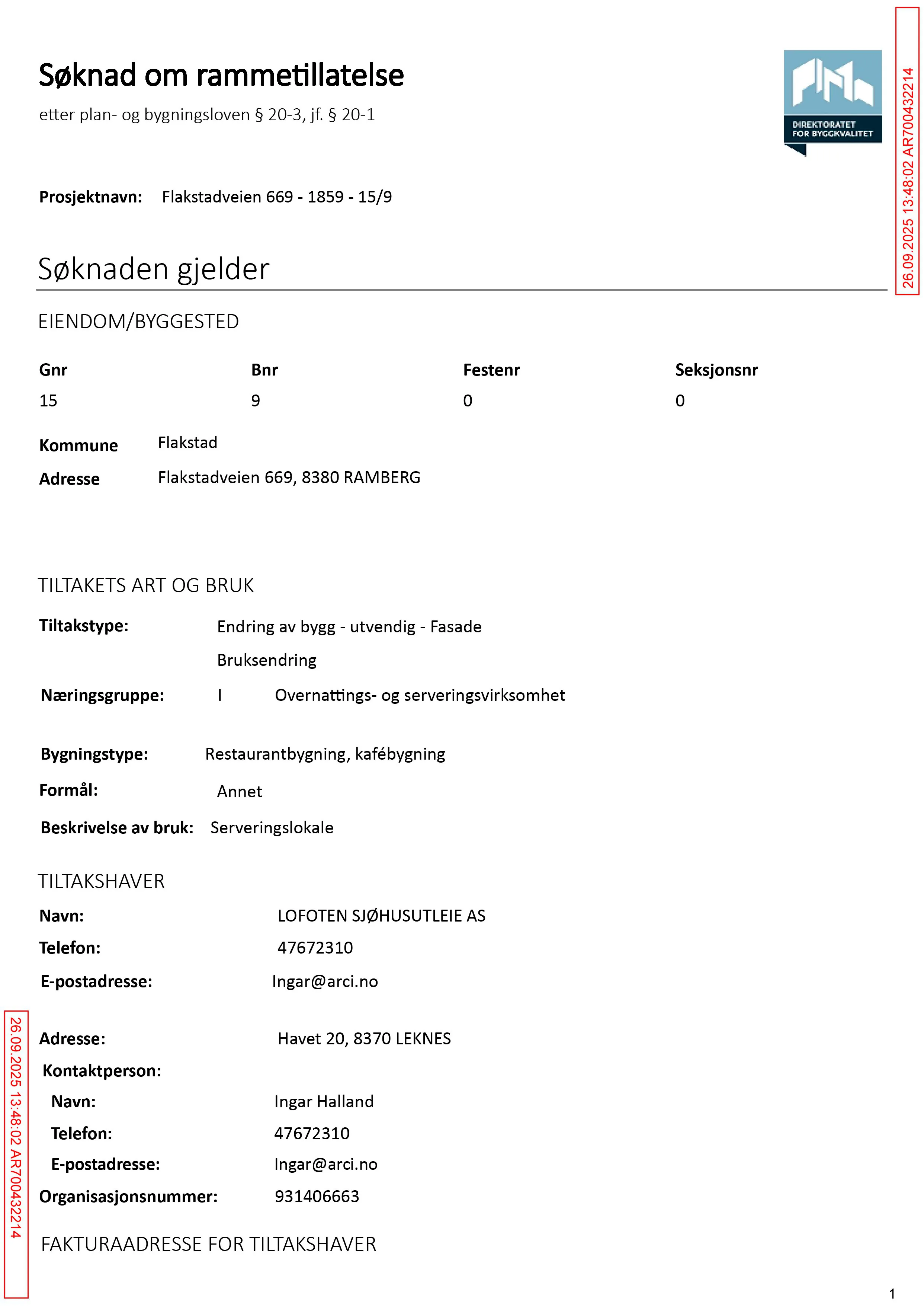 Søknad om rammetillatelse