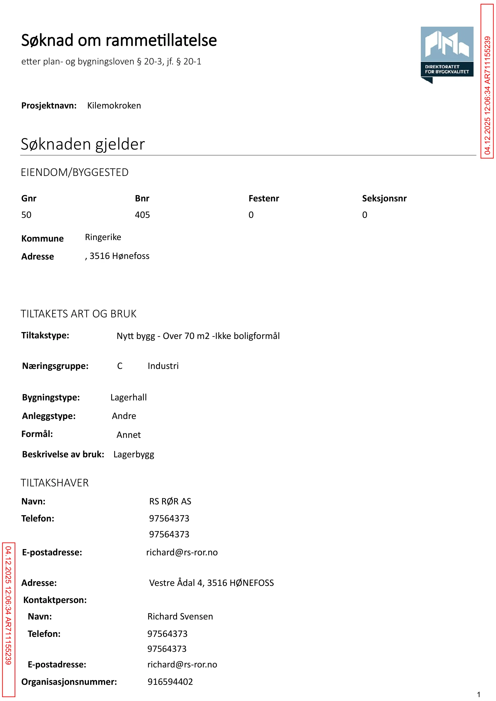 Søknad om rammetillatelse
