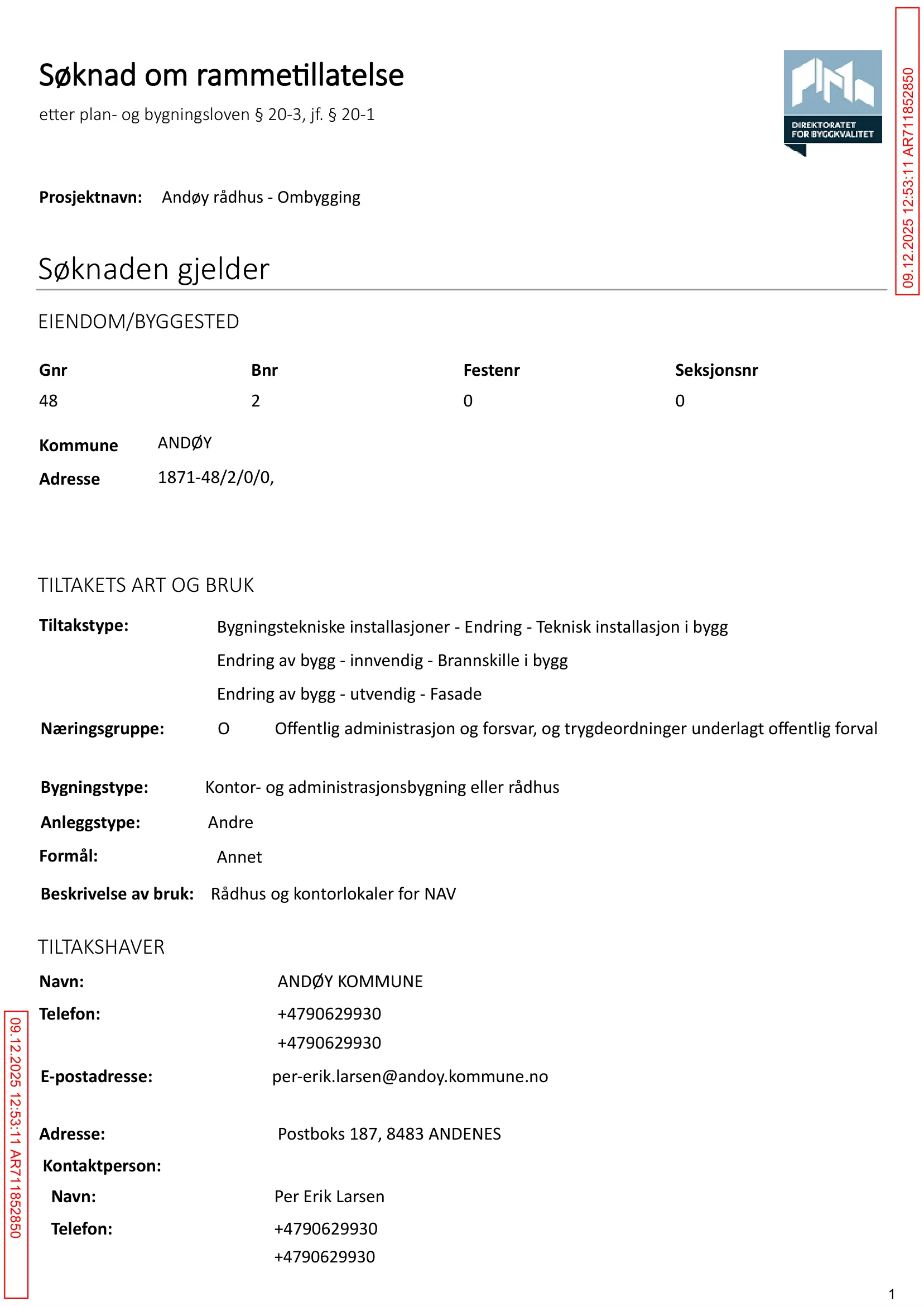 Søknad om rammetillatelse