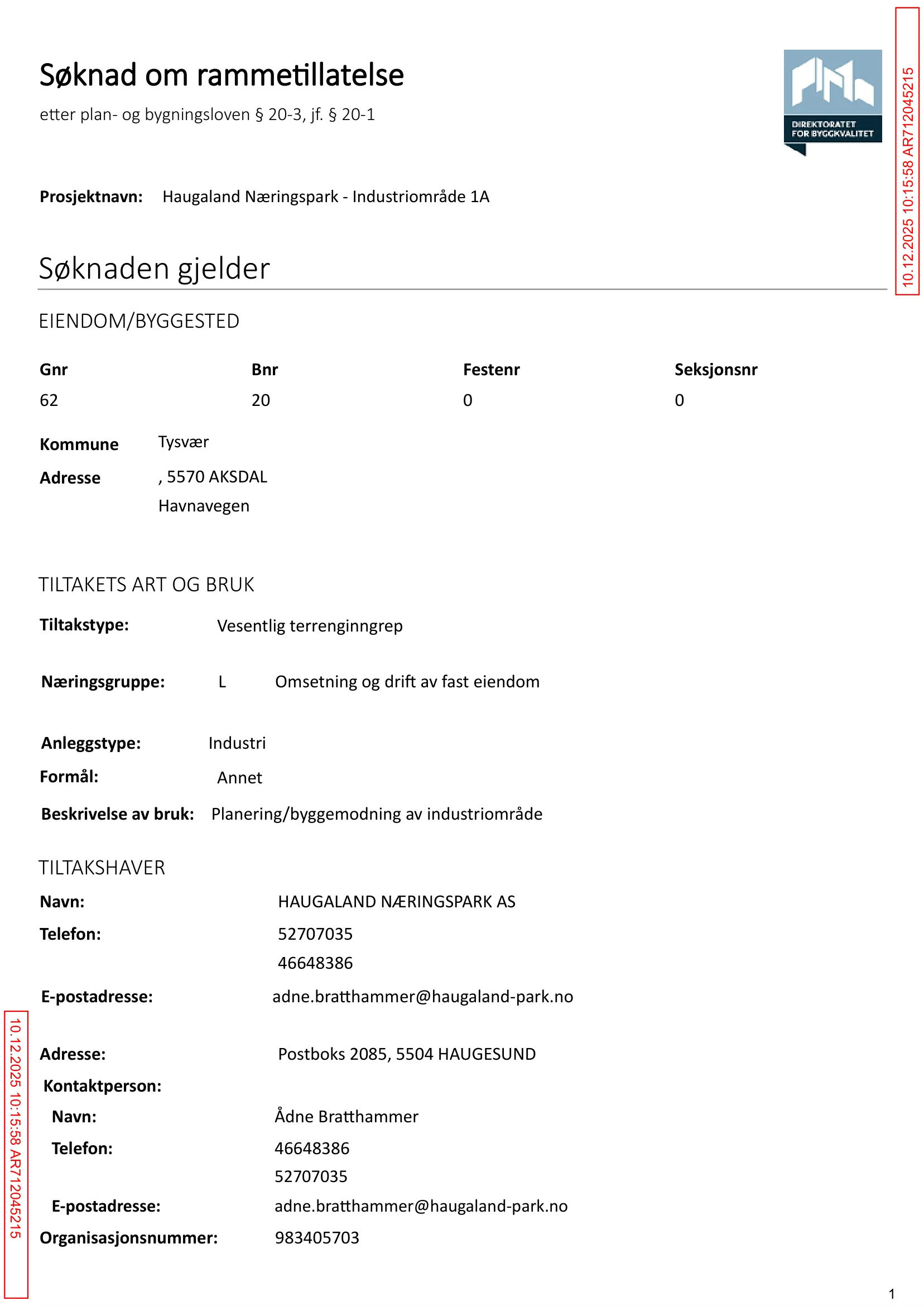 Søknad om rammetillatelse